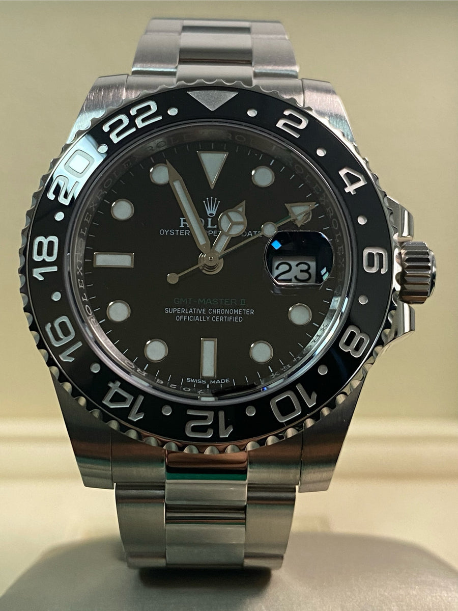 Rolex Steel GMT-Master II - 2018 - Black Bezel - Black Dial - Oyster Bracelet - 116710LN *FULL SET*