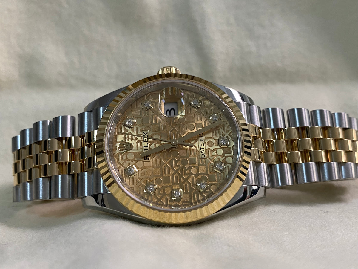 Rolex Yellow Gold Rolesor Datejust 36 - 2021 - Anniversary Diamond Dial - Jubilee Bracelet - 126233 *FULL SET*