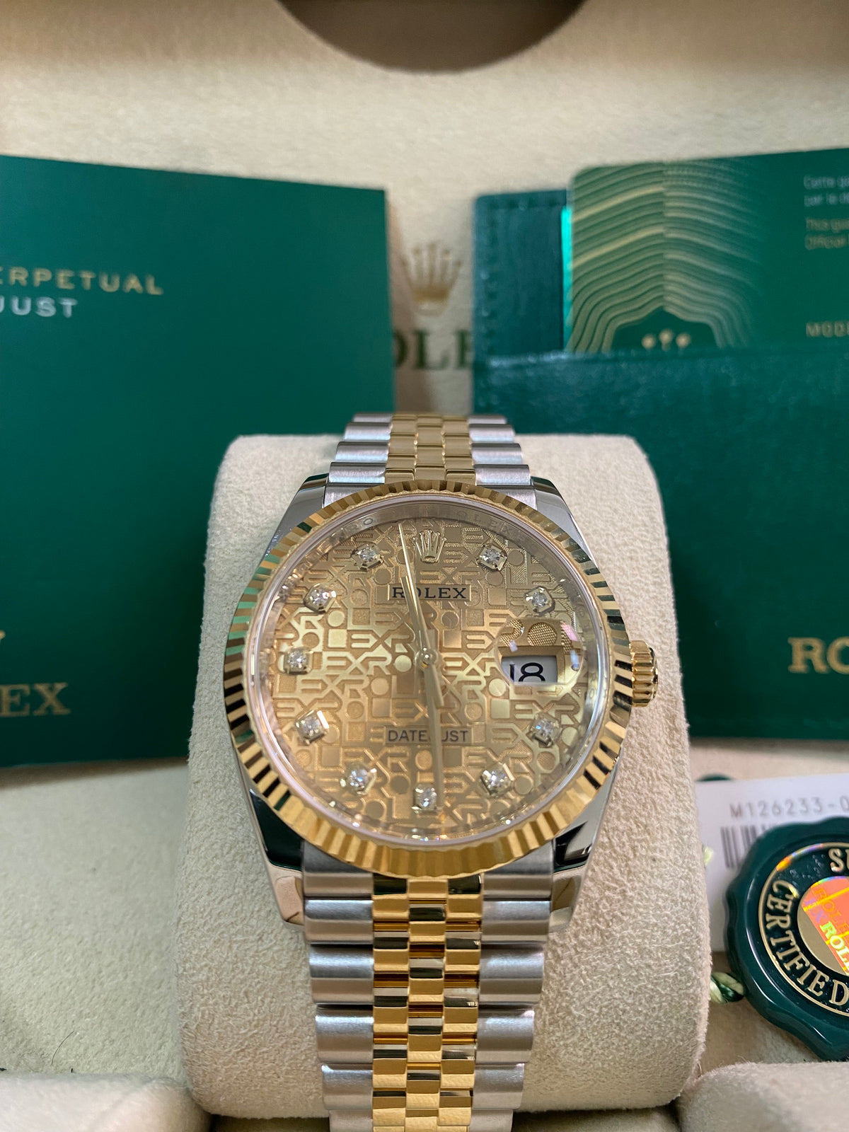 Rolex Yellow Gold Rolesor Datejust 36 - 2021 - Anniversary Diamond Dial - Jubilee Bracelet - 126233 *FULL SET*