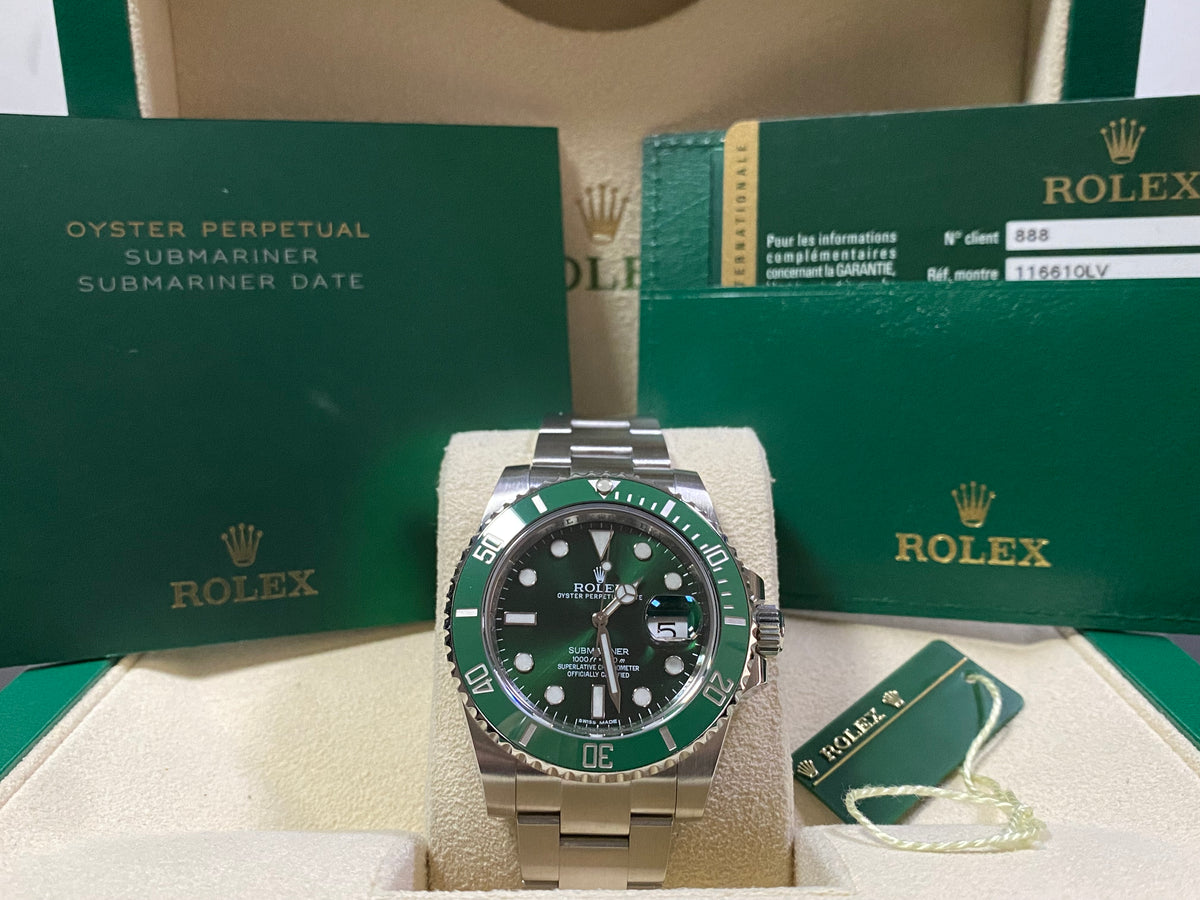 Rolex Steel Submariner Date - 2013 - "HULK" - 116610LV COMPLETE SET