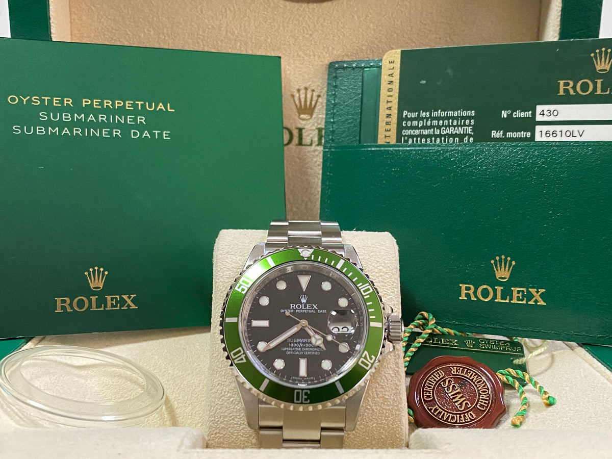 Rolex Steel Submariner Date - 2009 - "Kermit" - Black Dial - 16610LV FULL SET