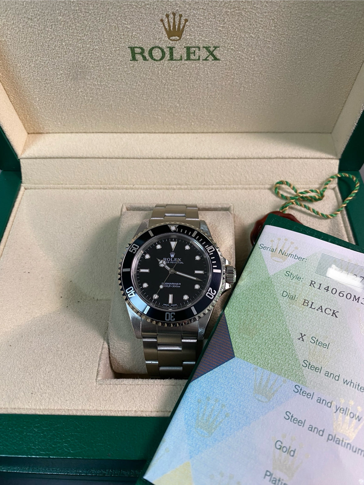 Rolex Steel No Date Submariner - Y serial - Pre Ceramic Bezel - Black Dial - 14060M *FULL SET*