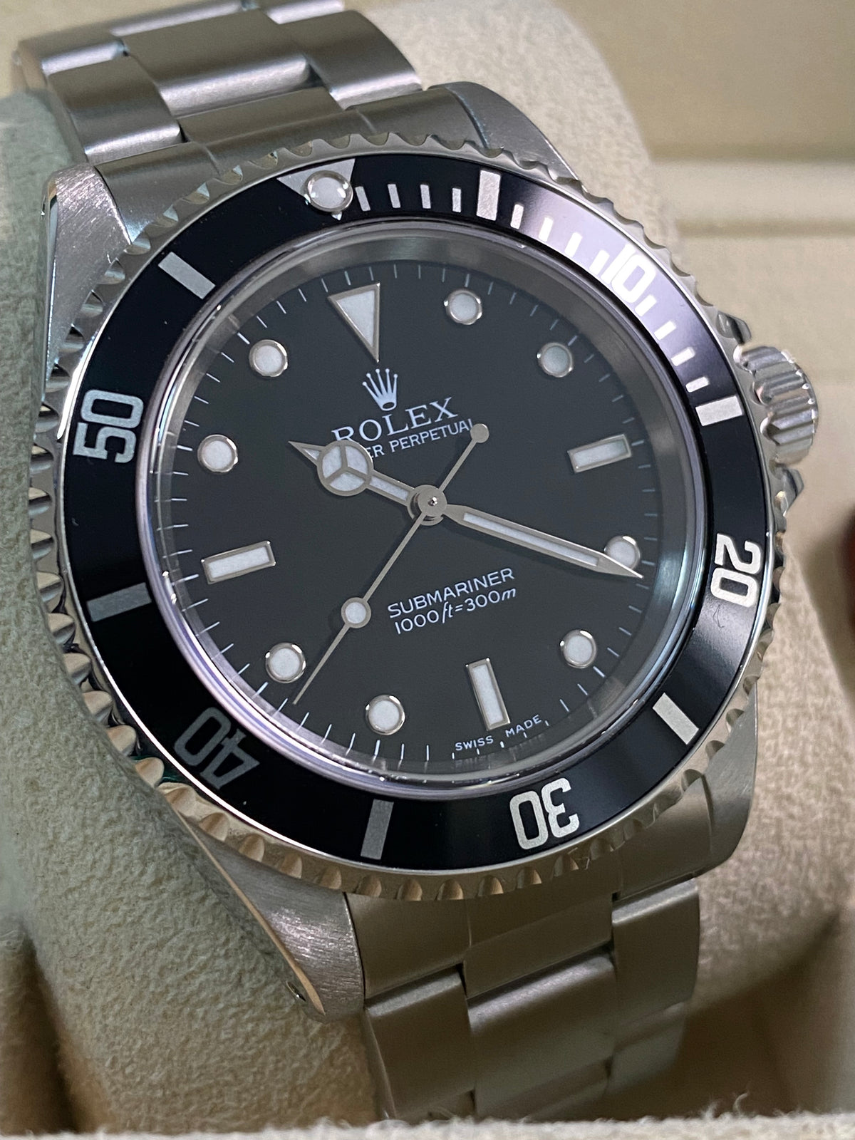 Rolex Steel No Date Submariner - Y serial - Pre Ceramic Bezel - Black Dial - 14060M *FULL SET*