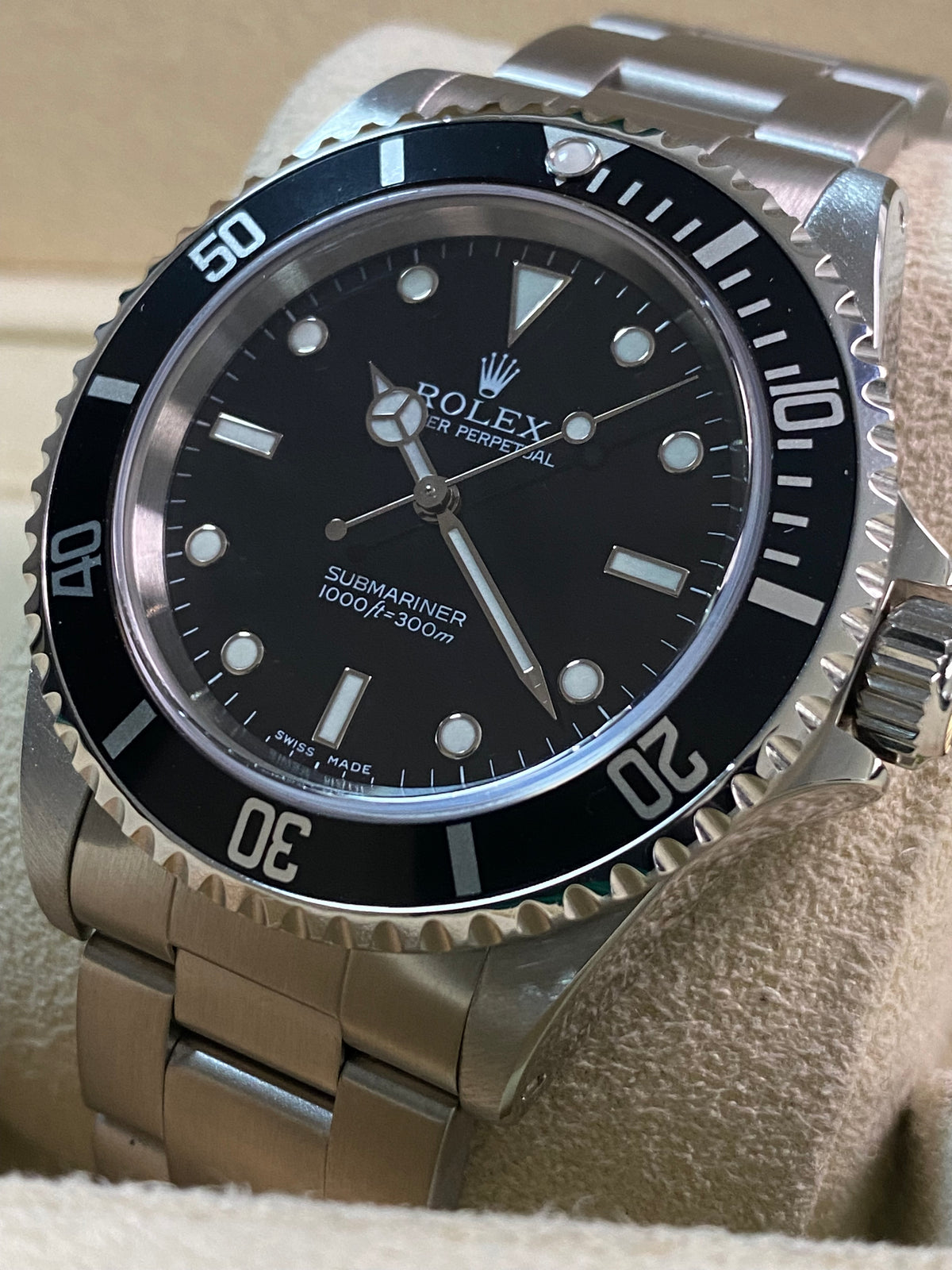 Rolex Steel No Date Submariner - Y serial - Pre Ceramic Bezel - Black Dial - 14060M *FULL SET*