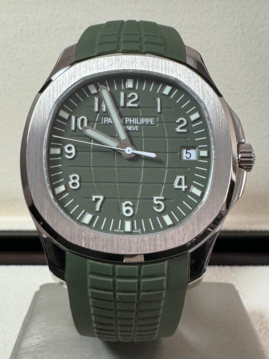 Patek Philippe Aquanaut White Gold - 2021 - Khaki Green Embossed Dial - 5168G-010 *FULL SET*