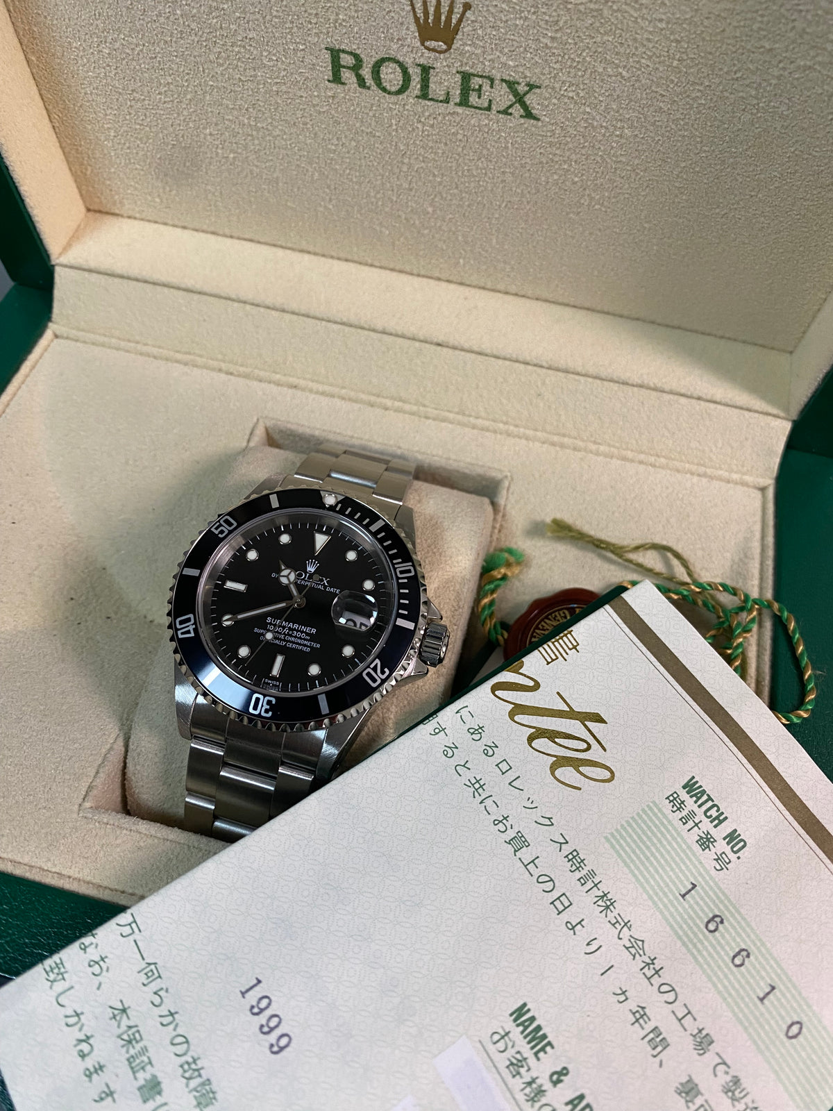 Rolex Steel Submariner Date - A serial - Pre-Ceramic Bezel - Black Dial - 16610 *FULL SET*