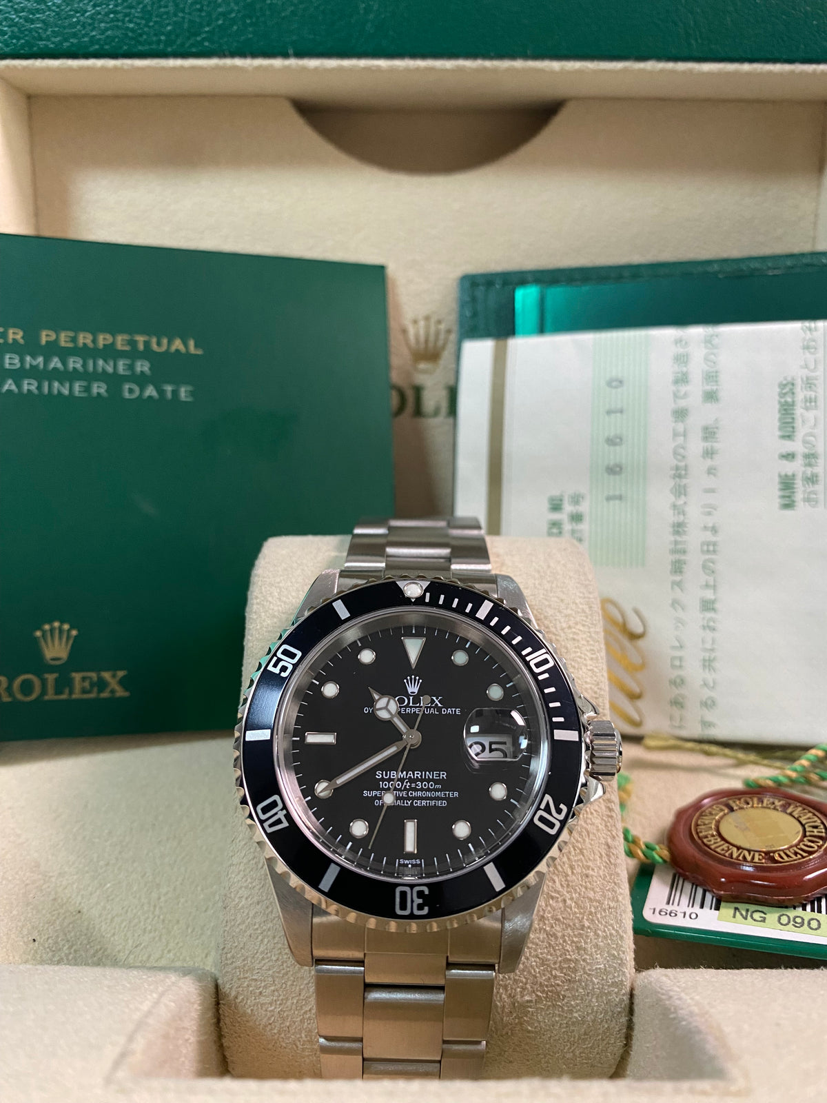 Rolex Steel Submariner Date - A serial - Pre-Ceramic Bezel - Black Dial - 16610 *FULL SET*