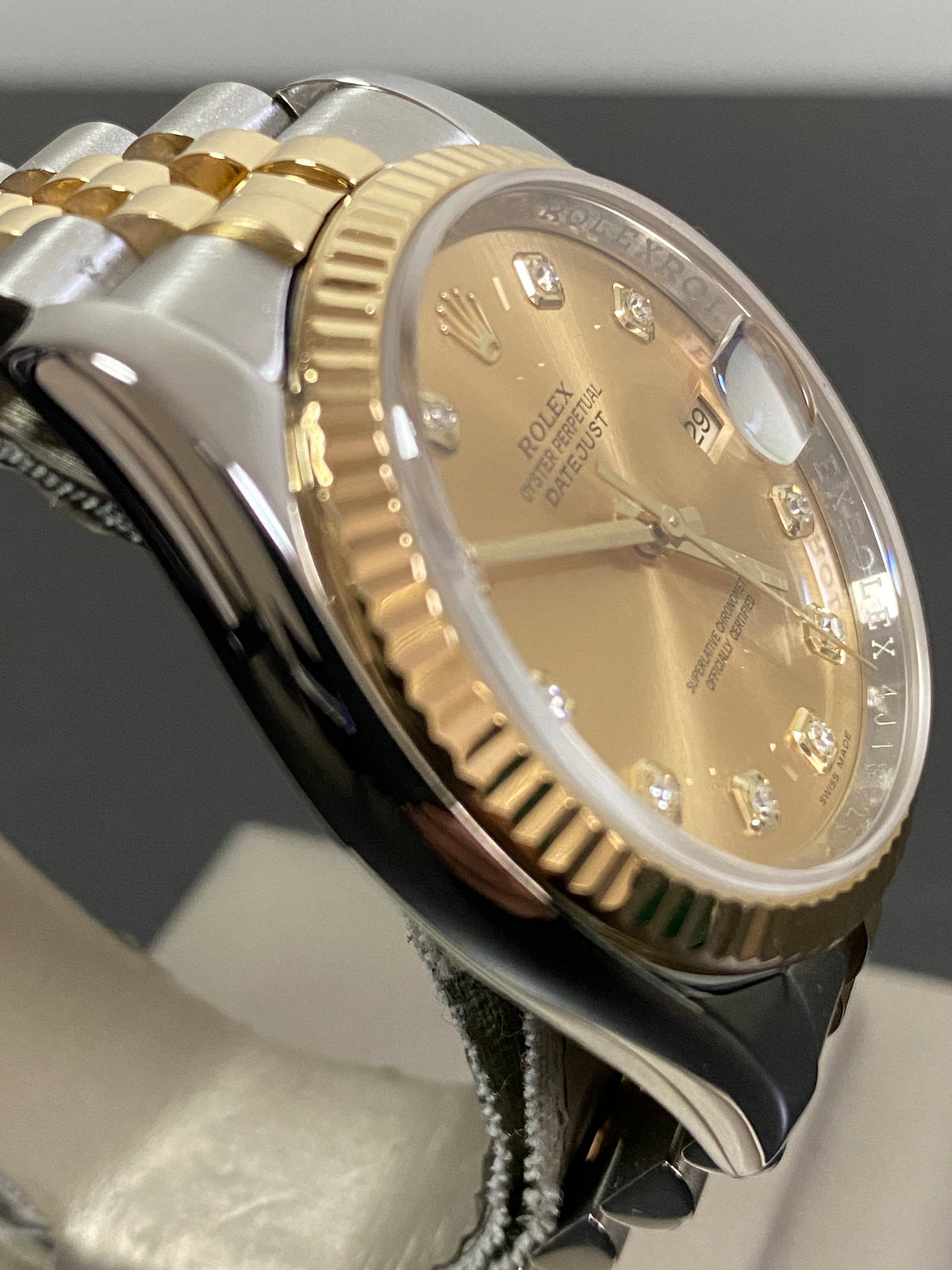 Rolex Steel and Yellow Gold Datejust 36 - 2011 - Fluted Bezel - Factory Diamond Dial - Jubilee Bracelet - 116233 *COMPLETE*