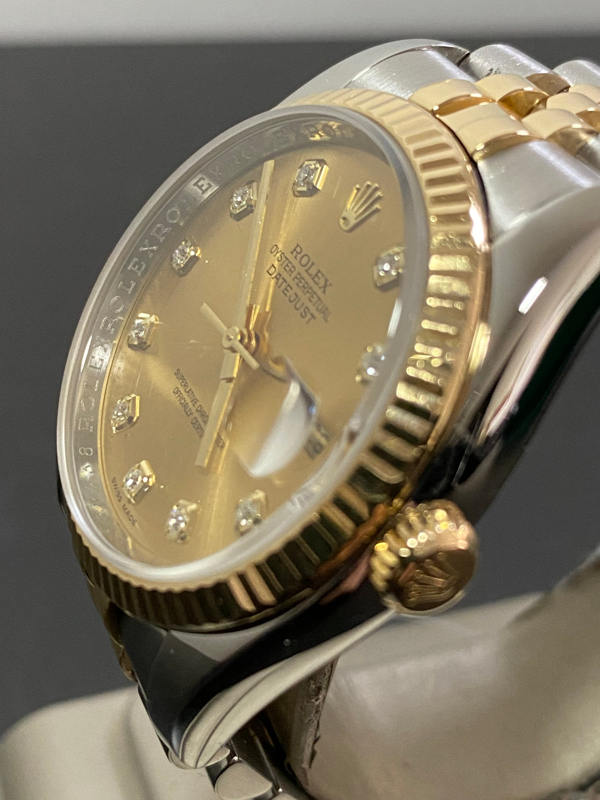 Rolex Steel and Yellow Gold Datejust 36 - 2011 - Fluted Bezel - Factory Diamond Dial - Jubilee Bracelet - 116233 *COMPLETE*