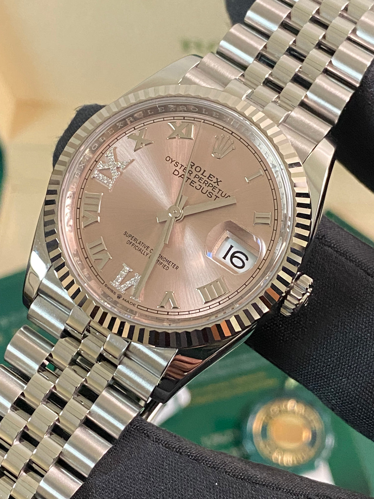 Rolex Steel Datejust 36 - 2023 - Fluted Bezel - Pink Diamond Roman VI and IX Dial - Jubilee Bracelet - 126234 *FULL SET*