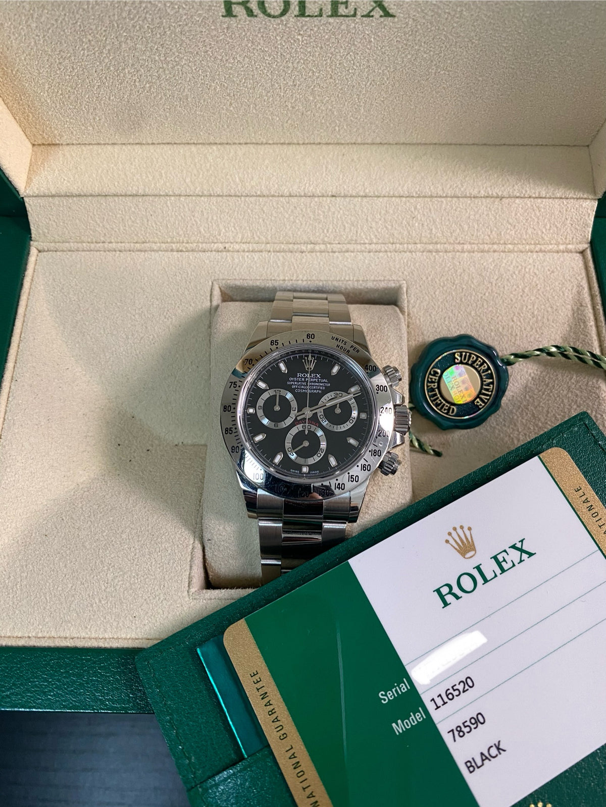 Rolex Steel Cosmograph Daytona - 2016 - Black Index Dial - 116520 *UNPOLISHED*