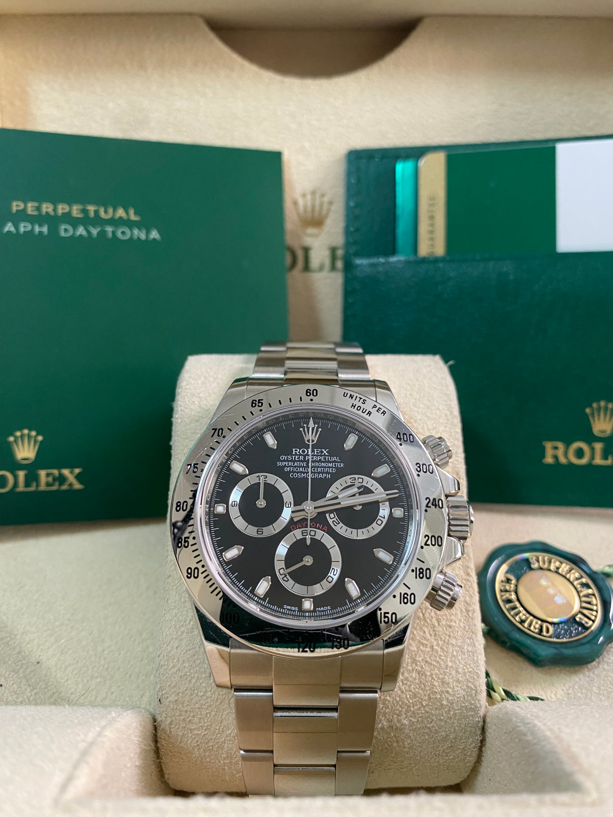 Rolex Steel Cosmograph Daytona - 2016 - Black Index Dial - 116520 *UNPOLISHED*