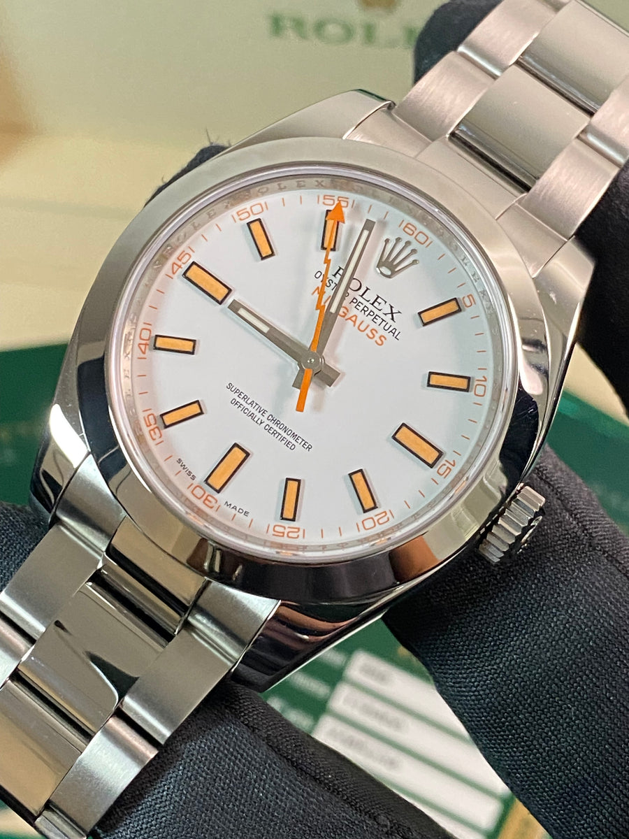 Rolex Milgauss - 2009 - White Dial & Orange Accents - 116400 *FULL SET*