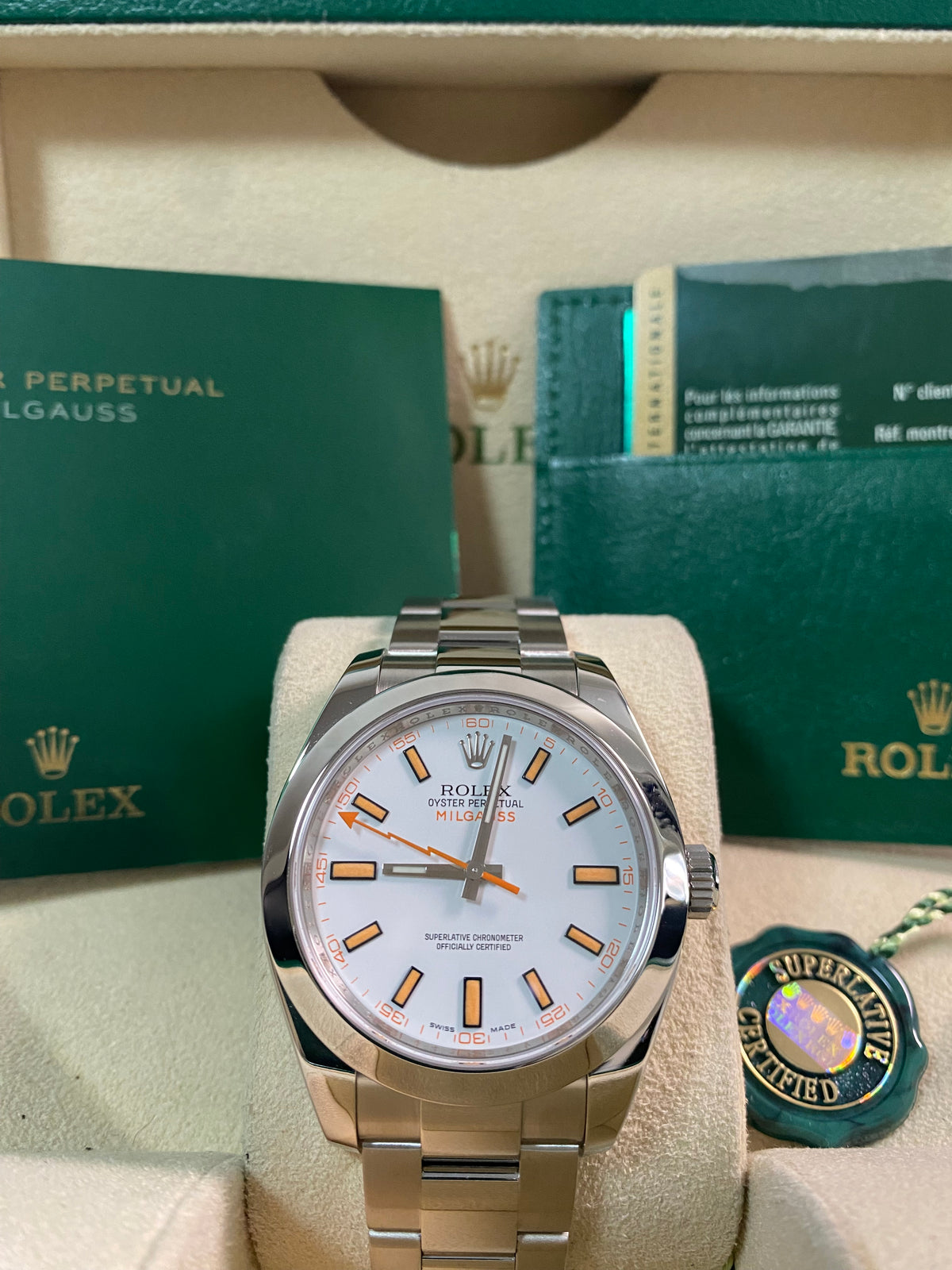 Rolex Milgauss - 2009 - White Dial & Orange Accents - 116400 *FULL SET*