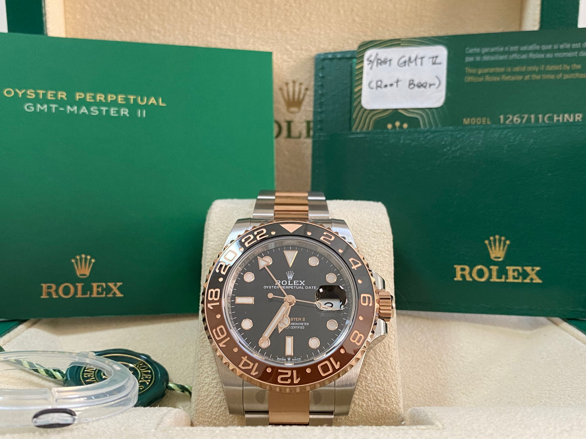 Rolex Everose Gold Rolesor GMT-Master II - 2021 - "Root Beer" Bezel - Oyster Bracelet - 126711CHNR *FULL STICKERS*