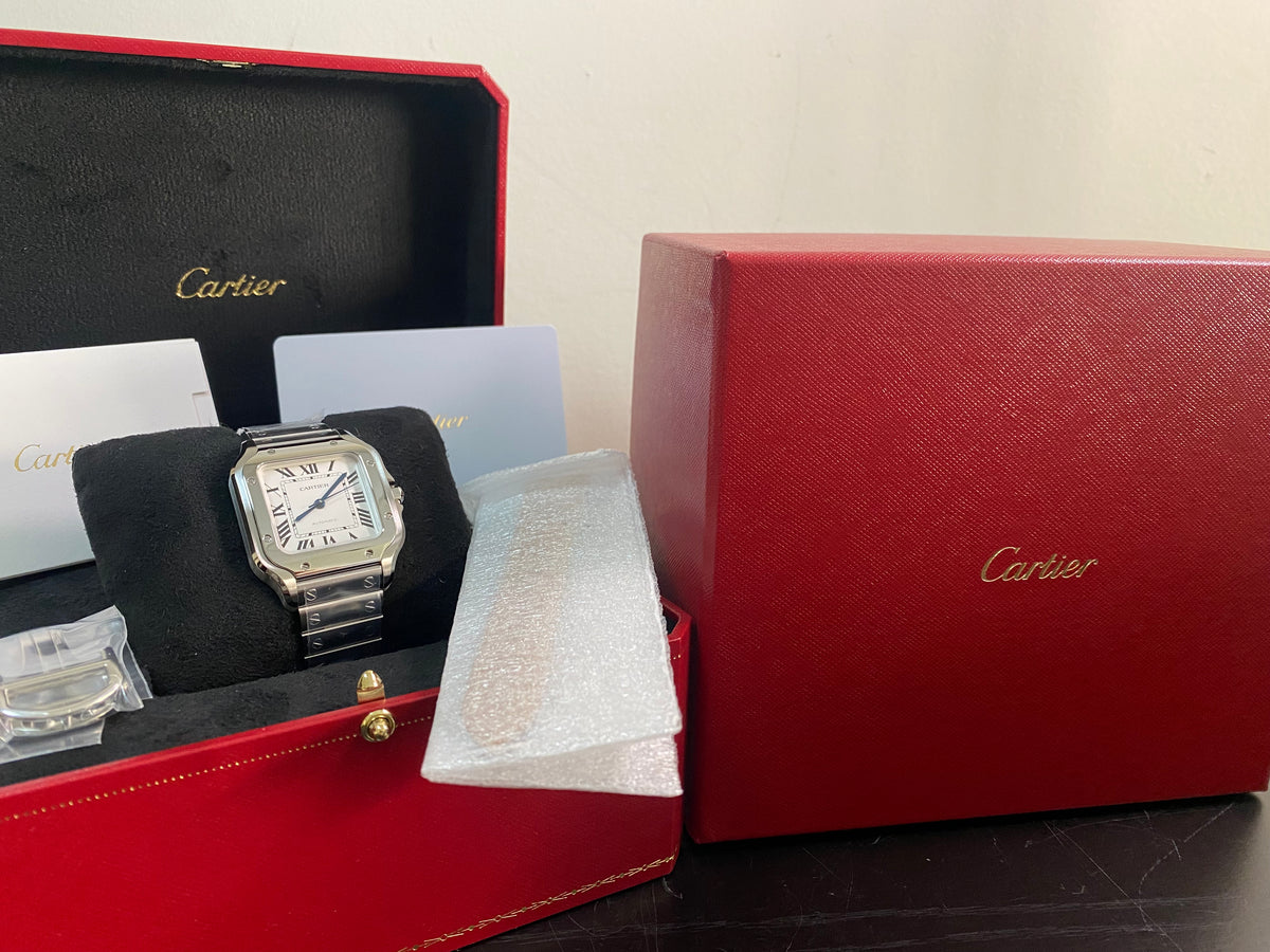 Cartier Santos de Cartier - 2024 - 35.1 mm Steel Case - White Roman Dial - WSSA0029 *FULL SET*