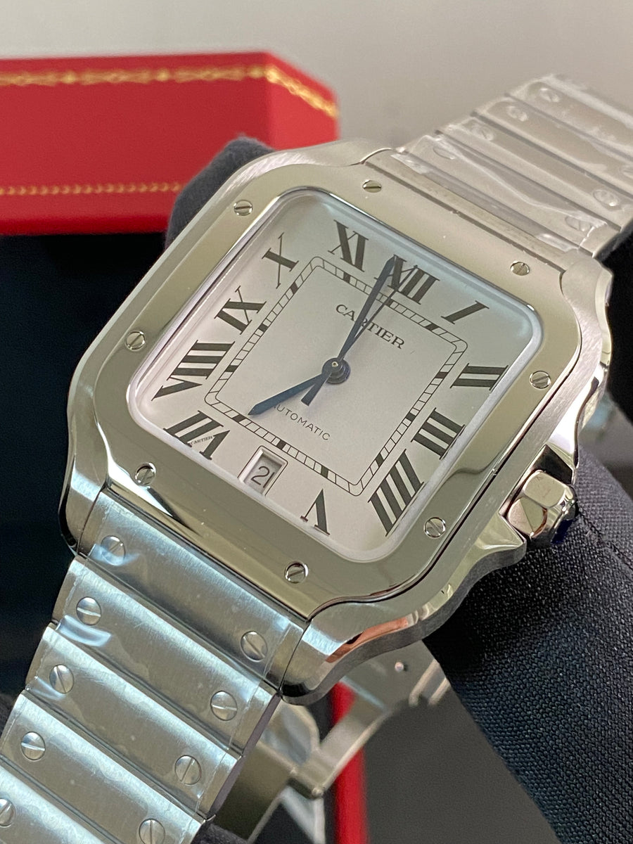 Cartier Santos de Cartier - 2024 - 39.8 mm Steel Case - White Roman Dial - WSSA0018 *FULL SET*