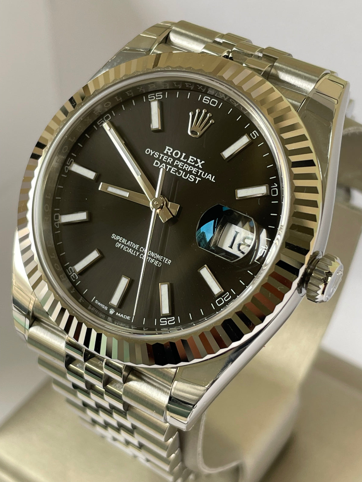 Rolex Steel and White Gold Datejust 41 - 2023 - Fluted Bezel - Black Index Dial - Jubilee Bracelet - 126334