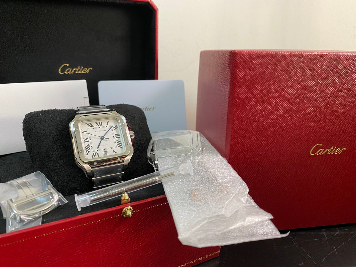 Cartier Santos de Cartier - 2024 - 39.8 mm Steel Case - White Roman Dial - WSSA0018 *FULL SET*