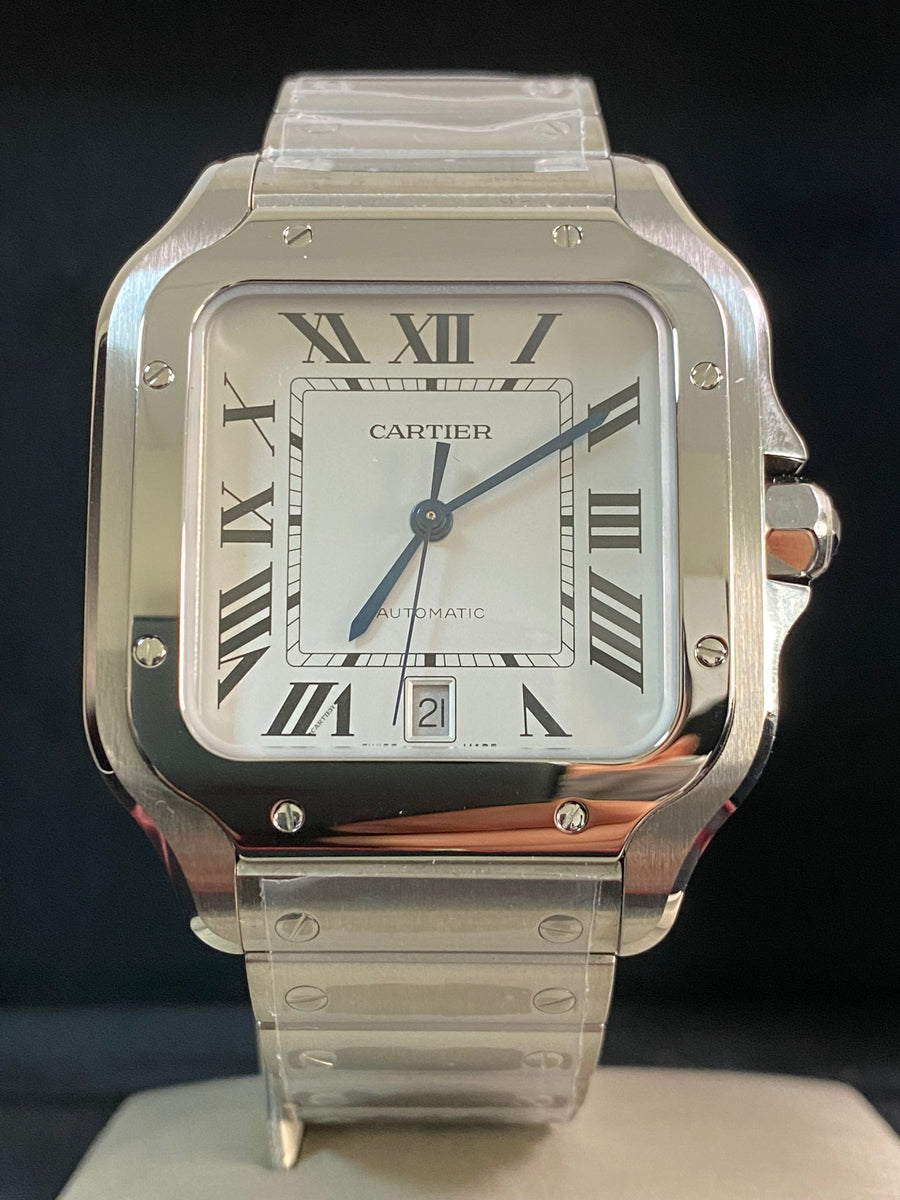 Cartier Santos de Cartier - 2024 - 39.8 mm Steel Case - White Roman Dial - WSSA0018 *FULL SET*