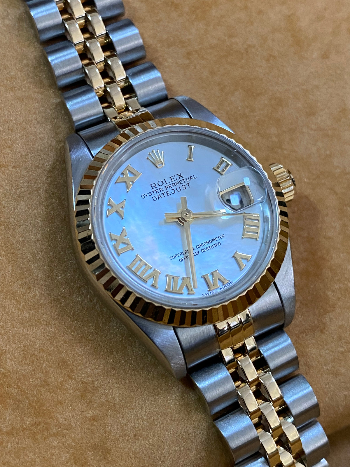 Rolex Two Tone Lady-Datejust - W Serial- Fluted Bezel - Mother of Pearl Roman Dial - Jubilee Bracelet - 69173