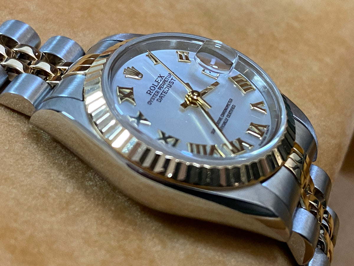 Rolex Two Tone Lady-Datejust - W Serial- Fluted Bezel - Mother of Pearl Roman Dial - Jubilee Bracelet - 69173