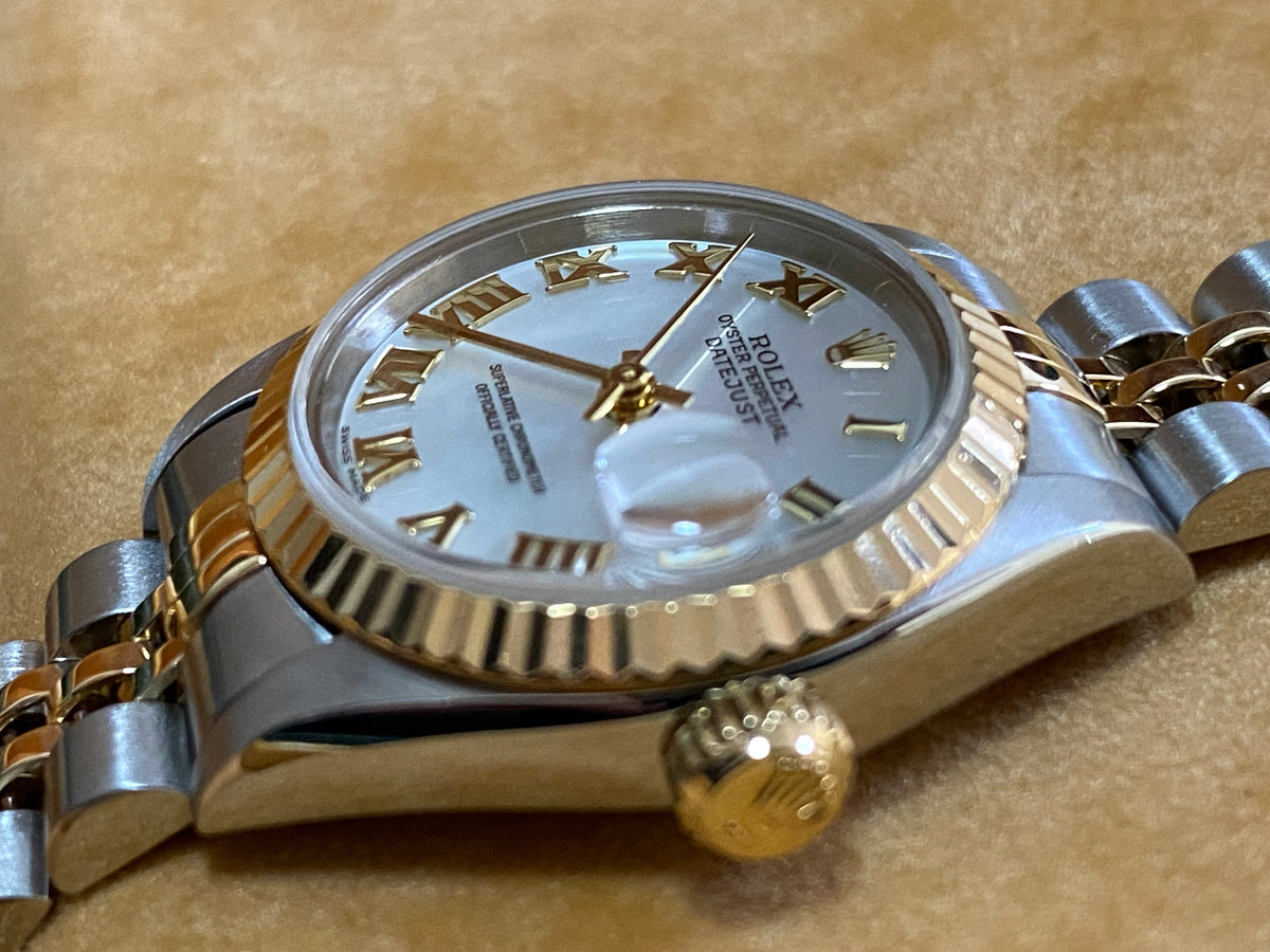 Rolex Two Tone Lady-Datejust - W Serial- Fluted Bezel - Mother of Pearl Roman Dial - Jubilee Bracelet - 69173