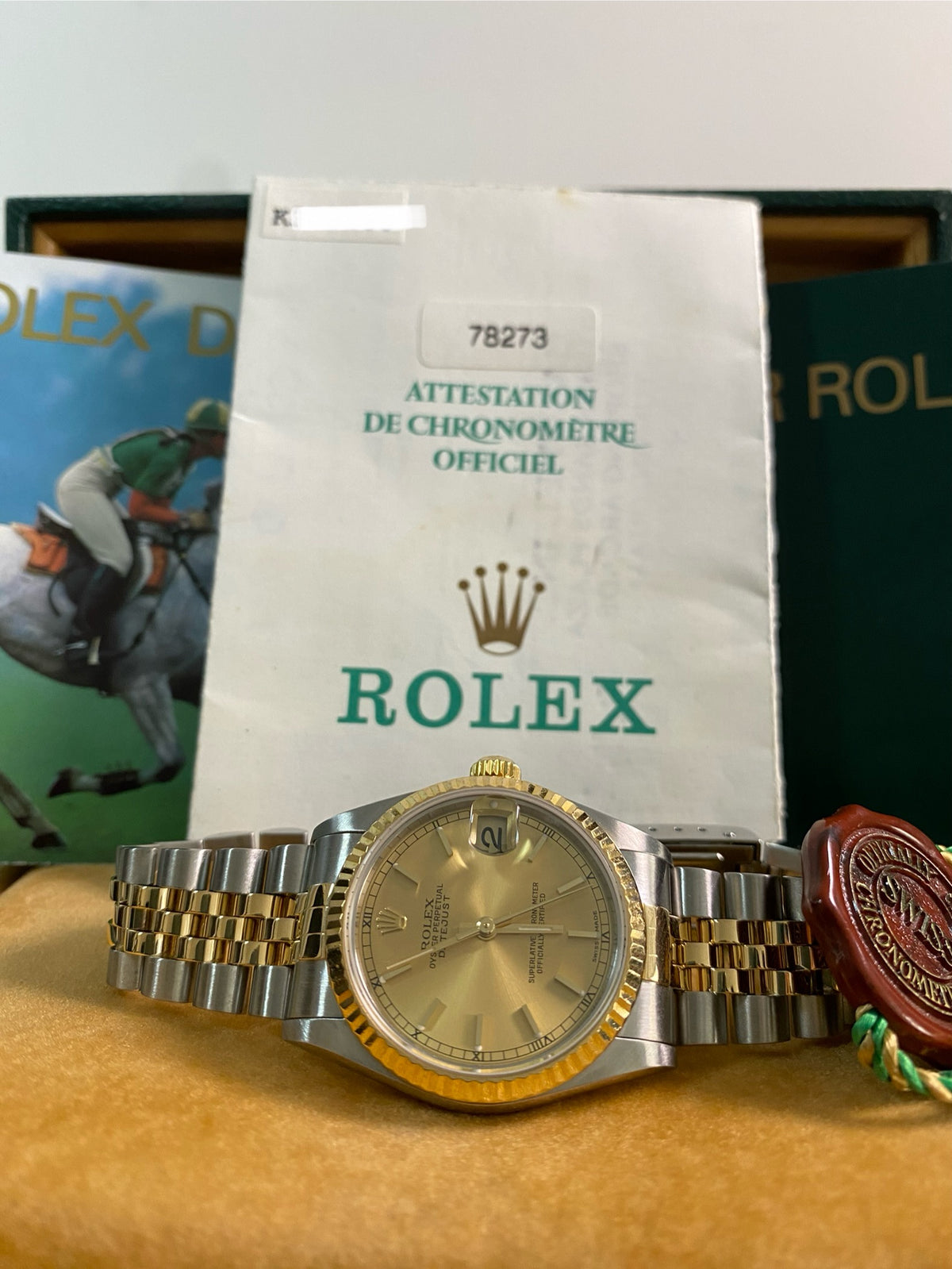 Rolex Steel & Yellow Gold Datejust 31 - K serial - Fluted Bezel - Champagne Index Dial - Jubilee Bracelet - 78273 *FULL SET*