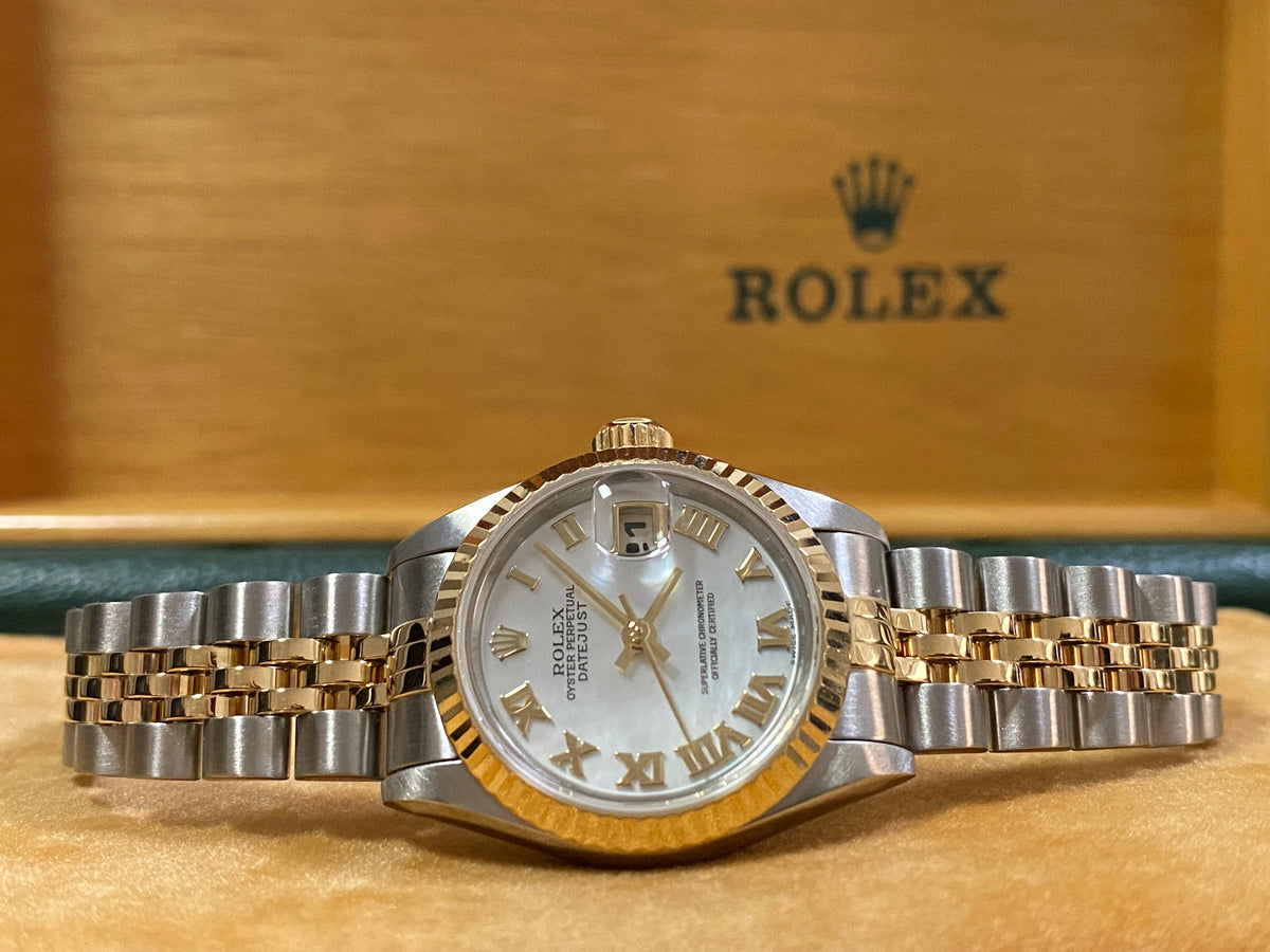 Rolex Two Tone Lady-Datejust - W Serial- Fluted Bezel - Mother of Pearl Roman Dial - Jubilee Bracelet - 69173