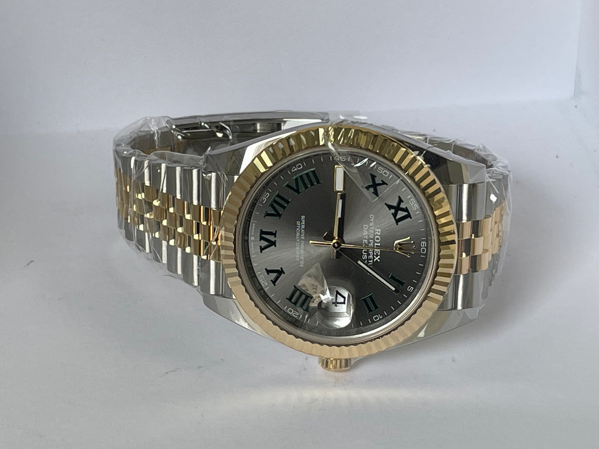 Rolex Steel and Yellow Gold Datejust 41 - 2023 - Fluted Bezel - "Wimbledon" Dial - Jubilee Bracelet - 126333