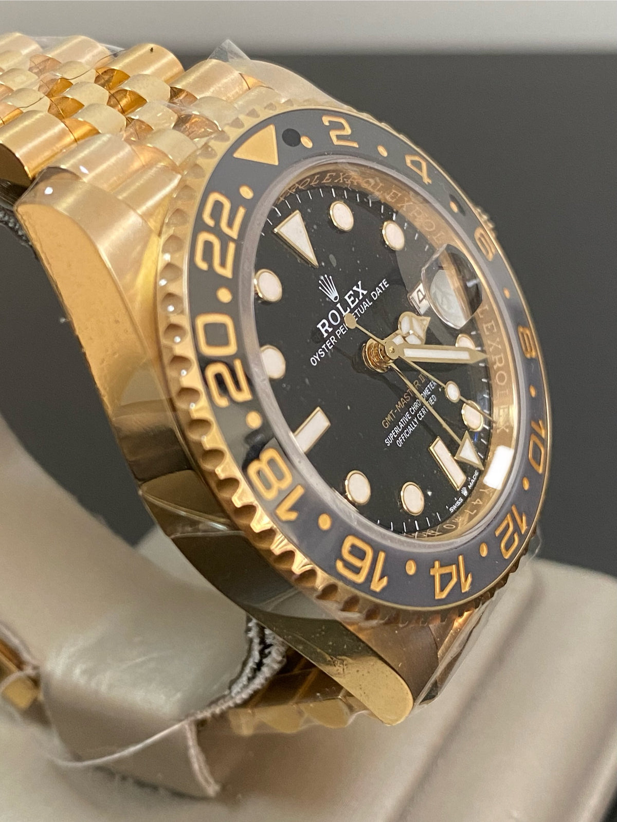 Rolex Yellow Gold GMT-Master II - 2023 - Grey and Black Bezel - Black Dial - Jubilee Bracelet - 126718GRNR