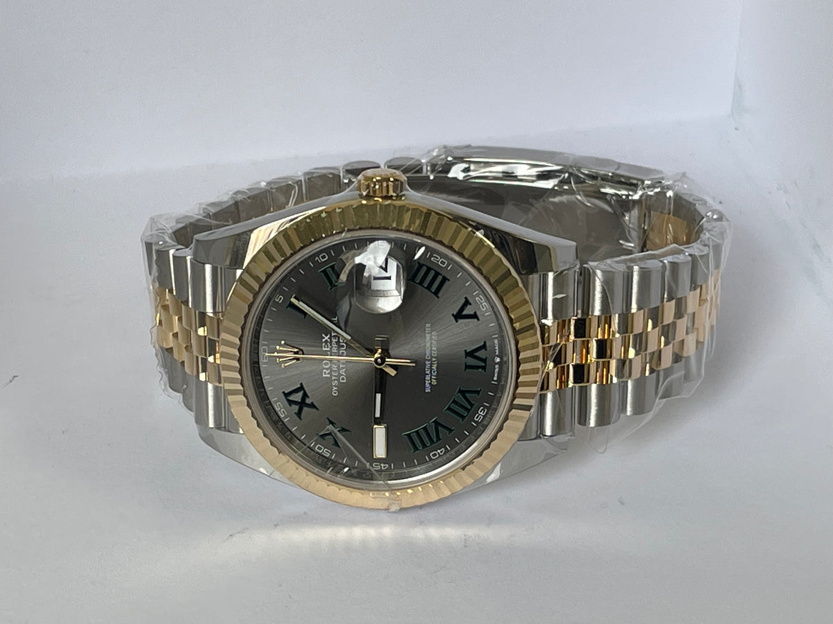 Rolex Steel and Yellow Gold Datejust 41 - 2023 - Fluted Bezel - "Wimbledon" Dial - Jubilee Bracelet - 126333