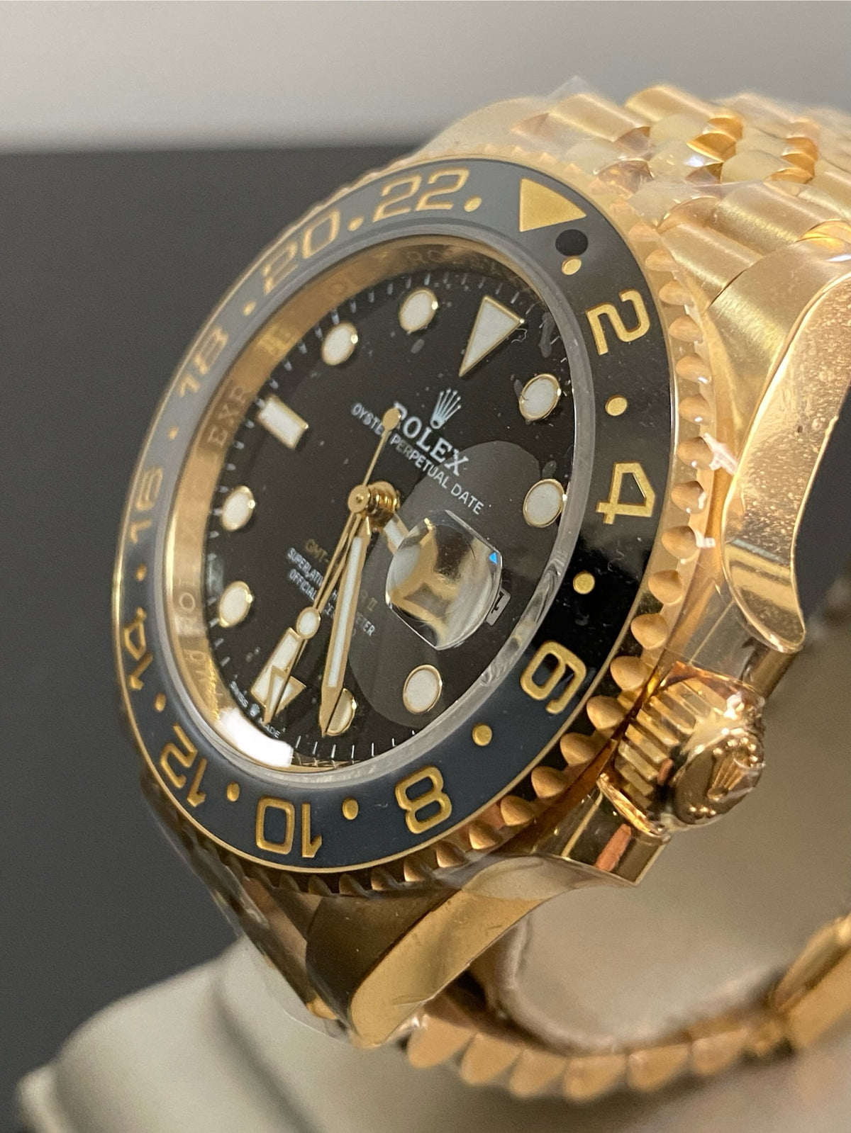 Rolex Yellow Gold GMT-Master II - 2023 - Grey and Black Bezel - Black Dial - Jubilee Bracelet - 126718GRNR