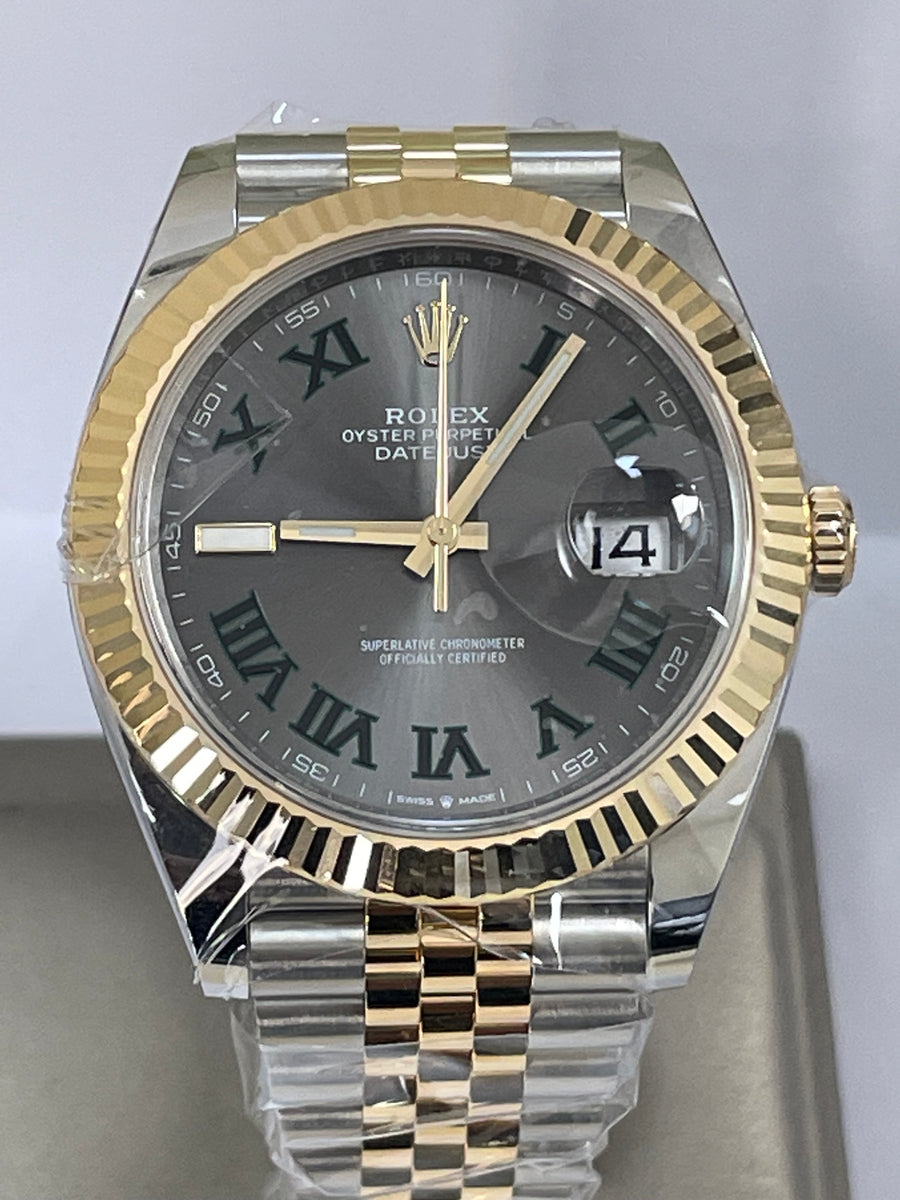 Rolex Steel and Yellow Gold Datejust 41 - 2023 - Fluted Bezel - "Wimbledon" Dial - Jubilee Bracelet - 126333