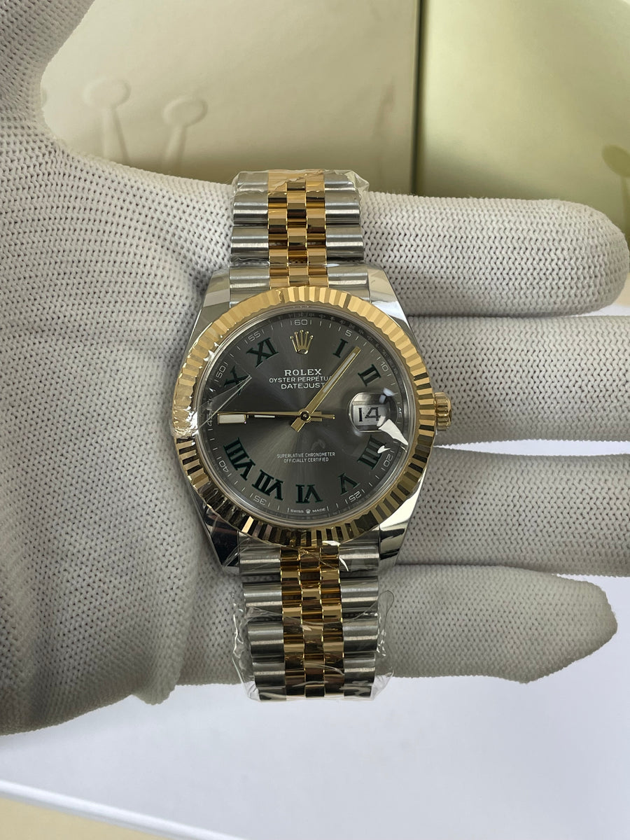 Rolex Steel and Yellow Gold Datejust 41 - 2023 - Fluted Bezel - "Wimbledon" Dial - Jubilee Bracelet - 126333