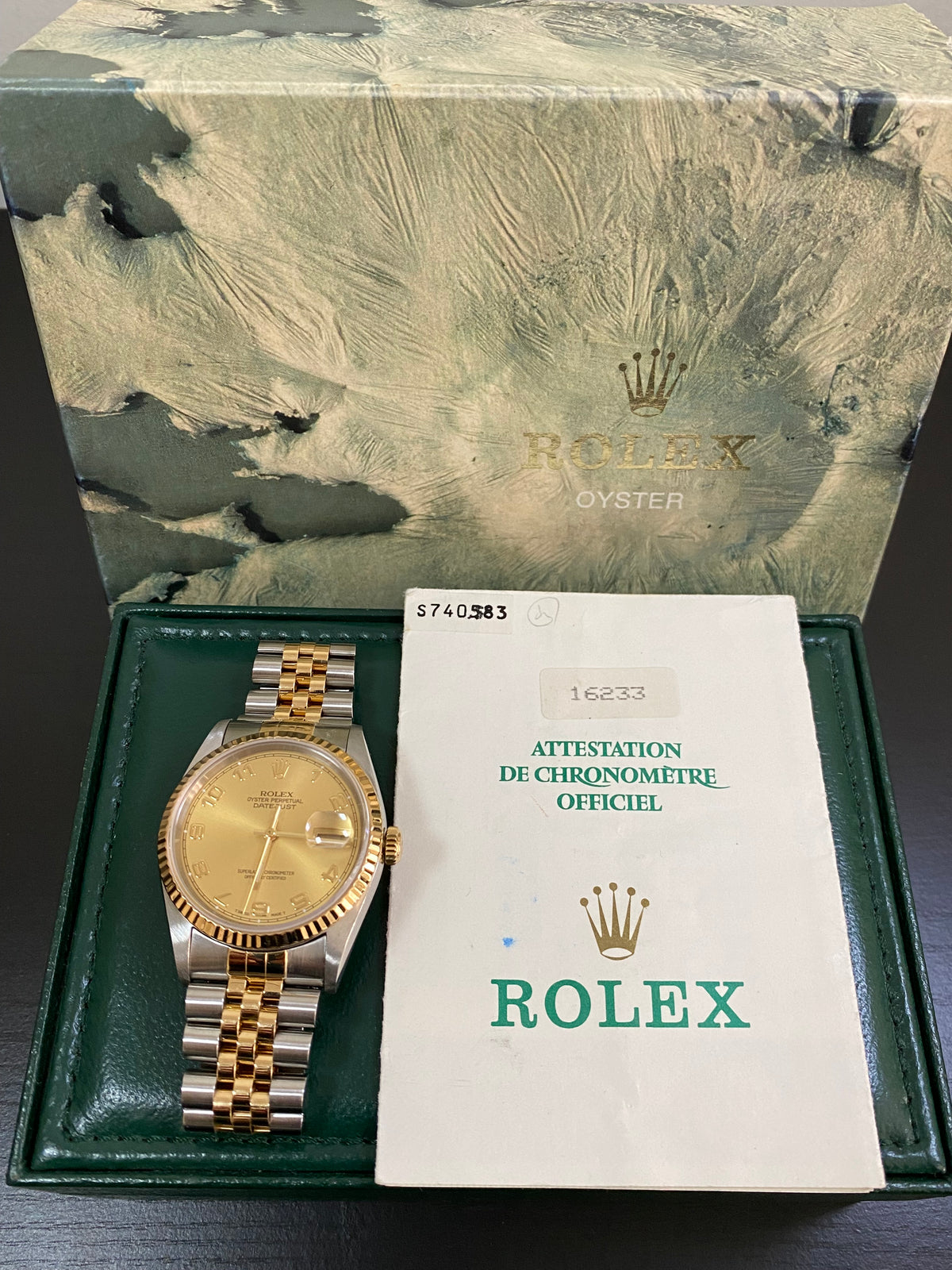 Rolex Steel and Yellow Gold Datejust 36 - S serial - Fluted Bezel - Champagne Arabic Dial - Jubilee Bracelet - 16233