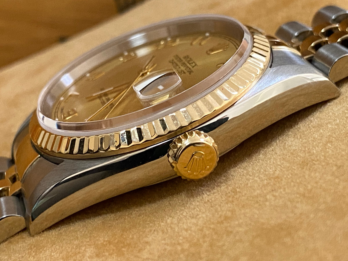 Rolex Steel and Yellow Gold Datejust 36 - S serial - Fluted Bezel - Champagne Arabic Dial - Jubilee Bracelet - 16233