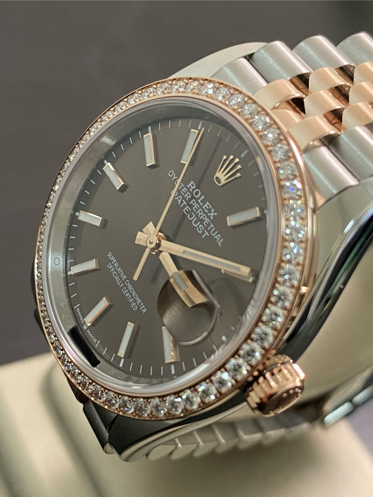 Rolex Everose Rolesor Datejust 36 - 2024 - Diamond Bezel - Chocolate Index Dial - Jubilee Bracelet - 126281RBR *FULL SET*