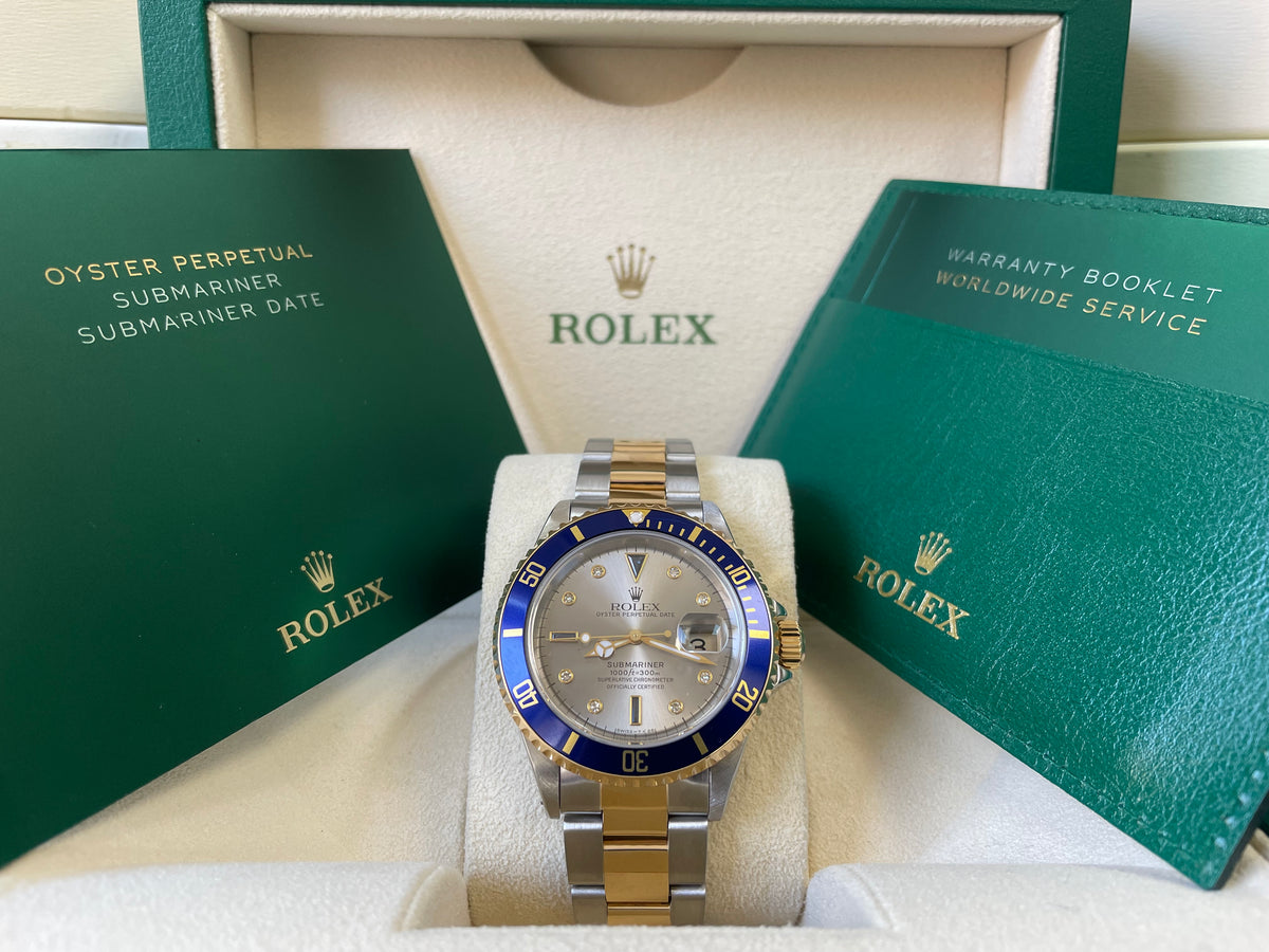 Rolex Steel and Gold Submariner Date - 1997 - Grey Serti Dial - Pre Ceramic - 16613