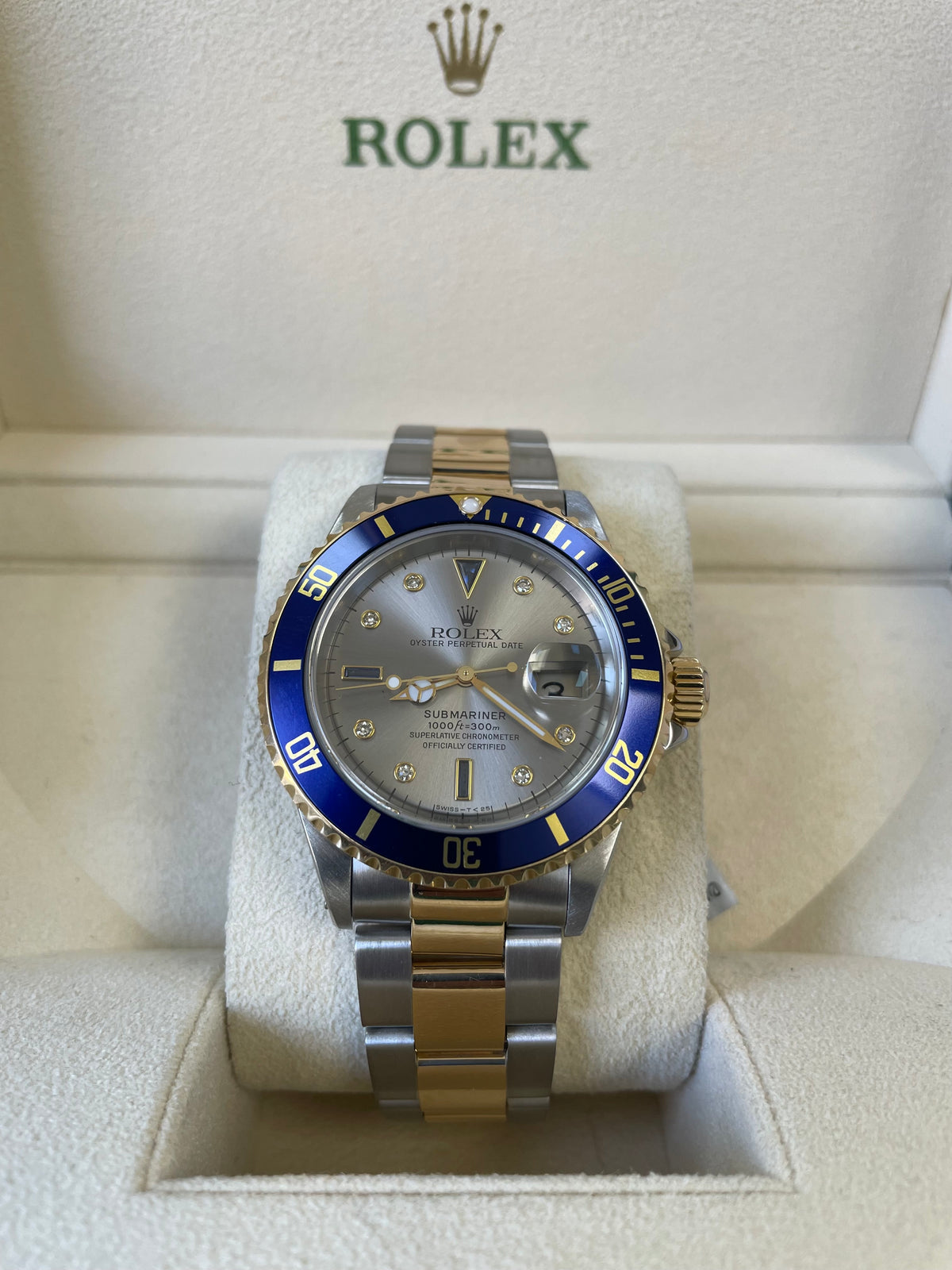 Rolex Steel and Gold Submariner Date - 1997 - Grey Serti Dial - Pre Ceramic - 16613