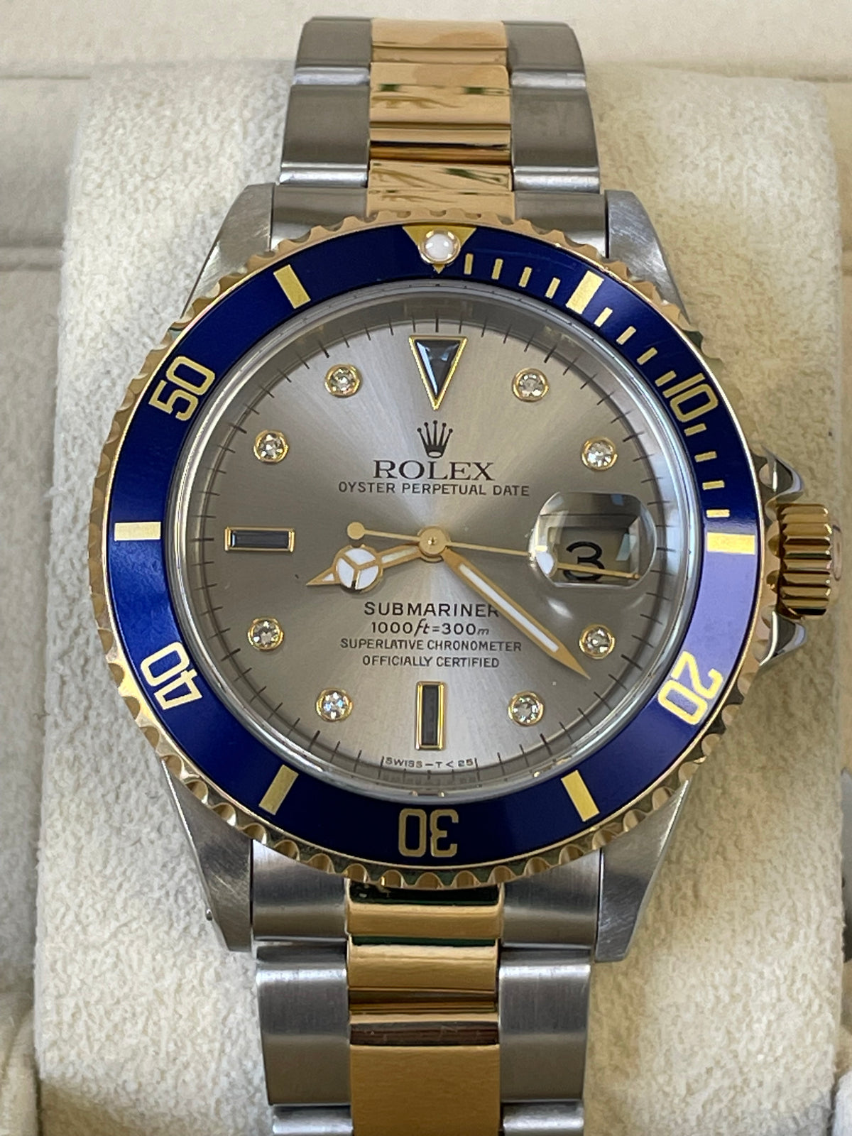 Rolex Steel and Gold Submariner Date - 1997 - Grey Serti Dial - Pre Ceramic - 16613