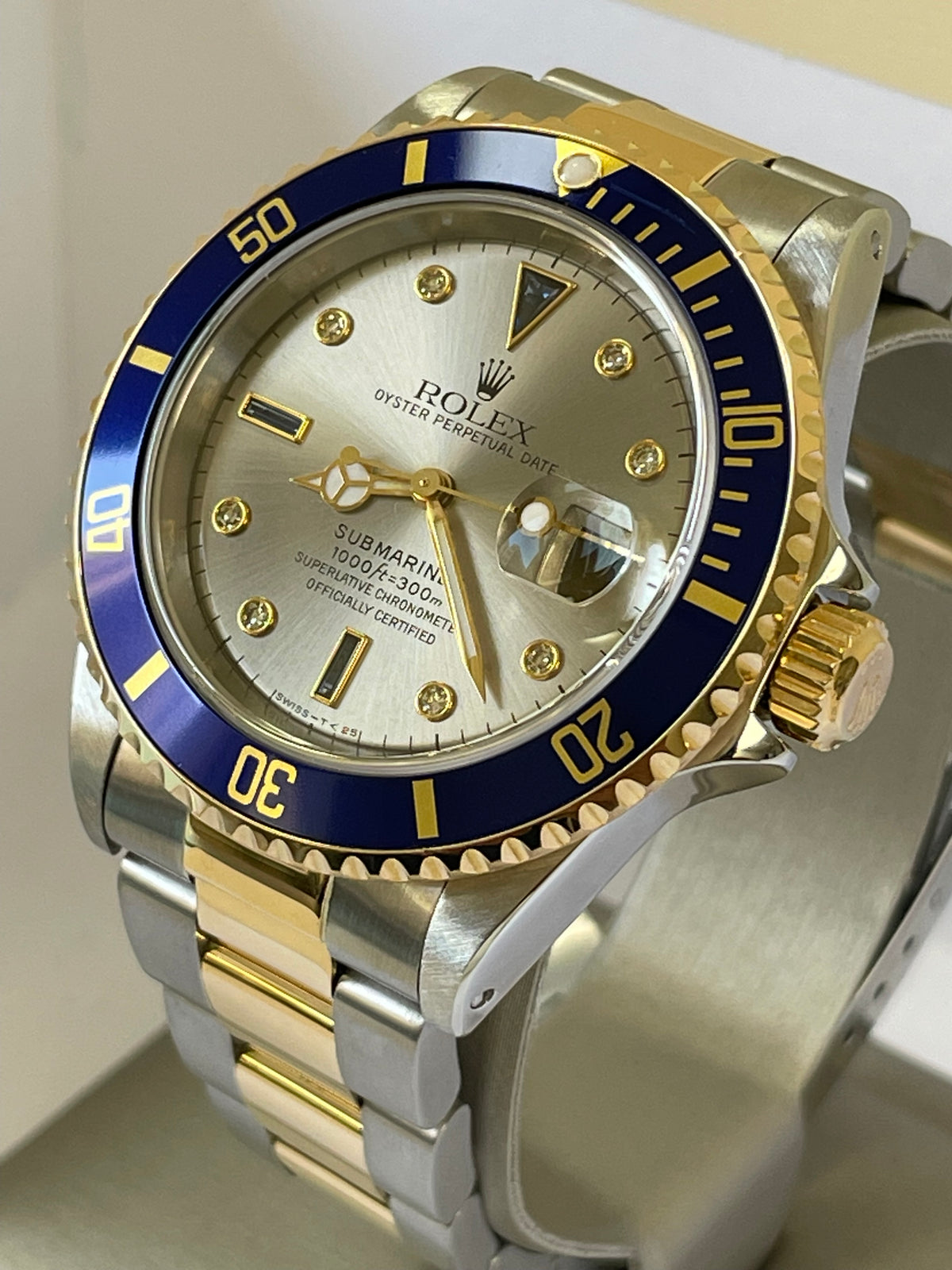 Rolex Steel and Gold Submariner Date - 1997 - Grey Serti Dial - Pre Ceramic - 16613