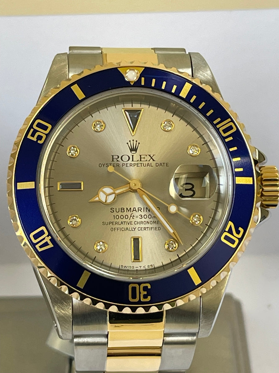 Rolex Steel and Gold Submariner Date - 1997 - Grey Serti Dial - Pre Ceramic - 16613