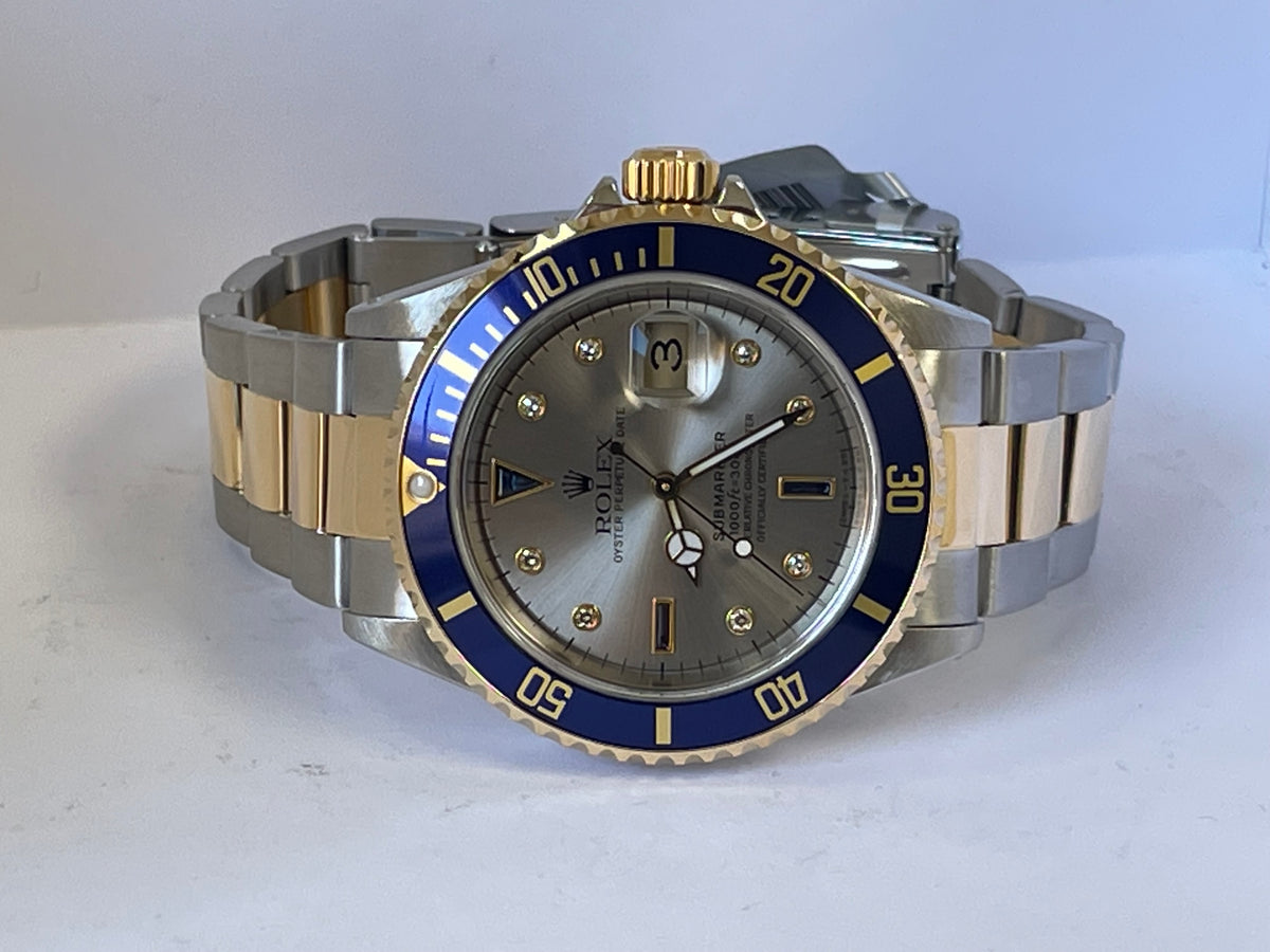 Rolex Steel and Gold Submariner Date - 1997 - Grey Serti Dial - Pre Ceramic - 16613