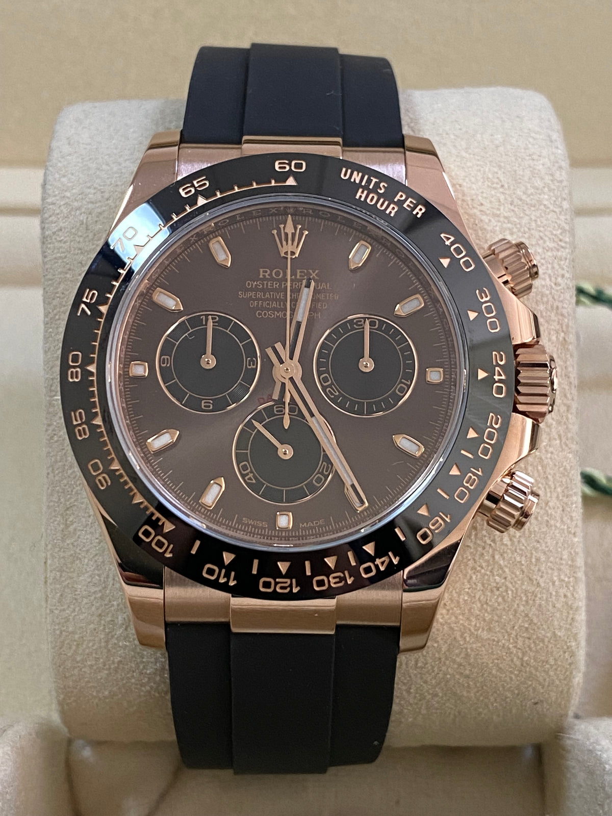 Rolex Everose Gold Cosmograph Daytona - 2019 - Chocolate Index Dial - Black Oysterflex Strap - 116515LN *NOS*