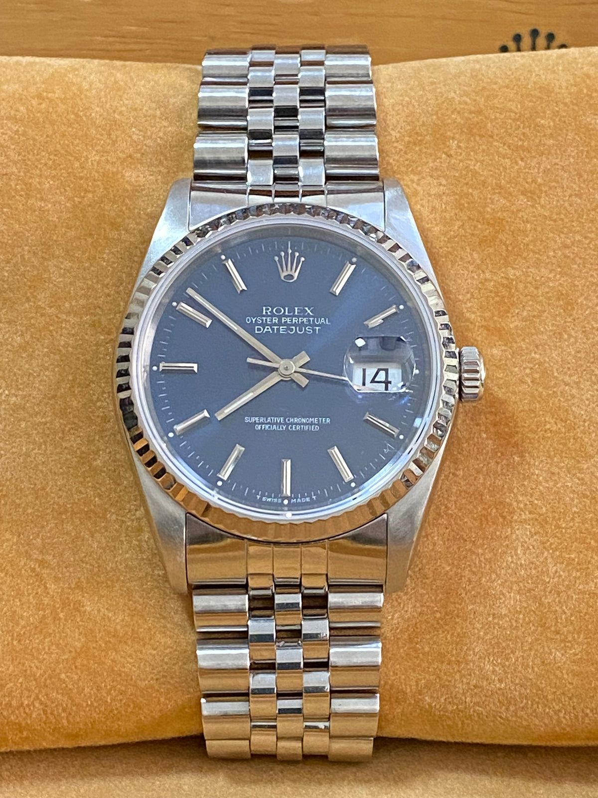 Rolex Steel Datejust 36 - X serial - Fluted Bezel - Blue Index Dial - Jubilee Bracelet - 16234