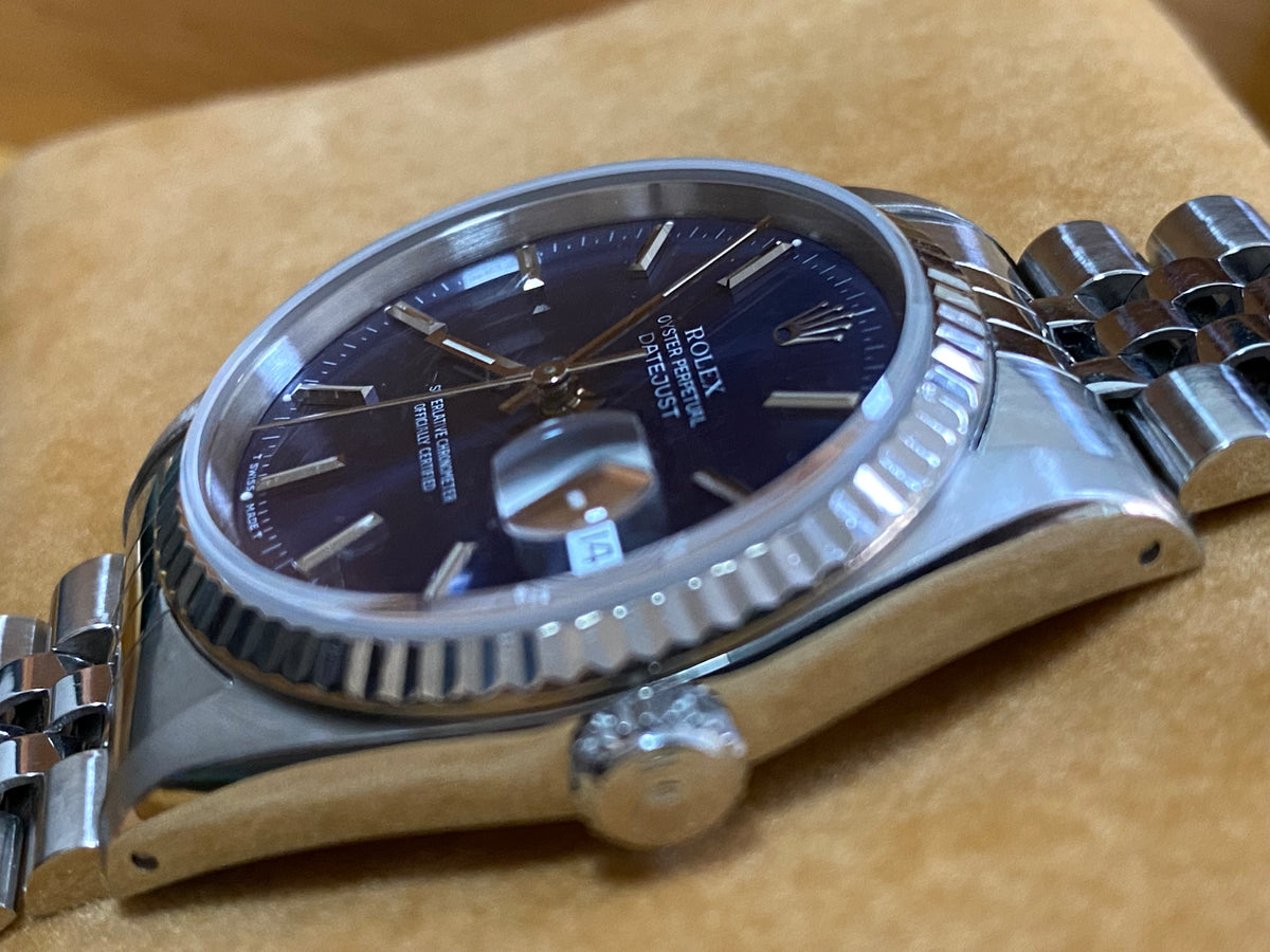 Rolex Steel Datejust 36 - X serial - Fluted Bezel - Blue Index Dial - Jubilee Bracelet - 16234