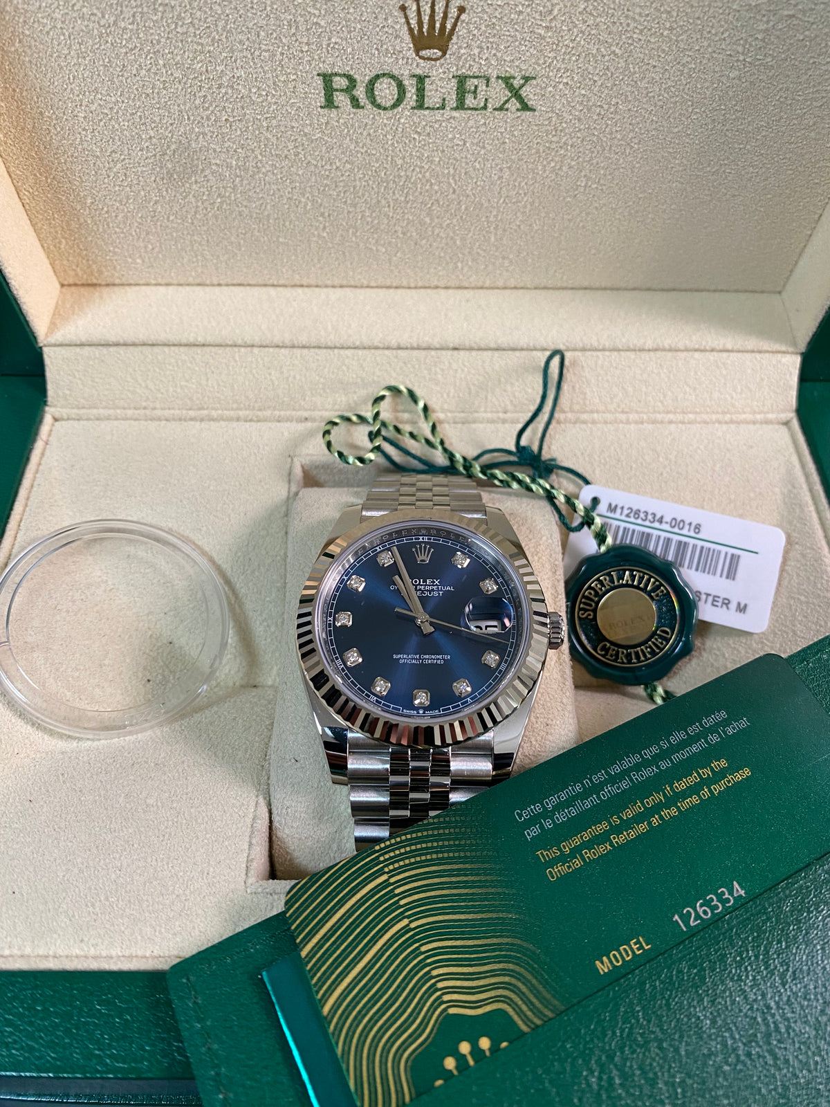 Rolex Steel and White Gold Datejust 41 - 2024 - Fluted Bezel - Blue Diamond Dial - Jubilee Bracelet - 126334 *FULL SET*