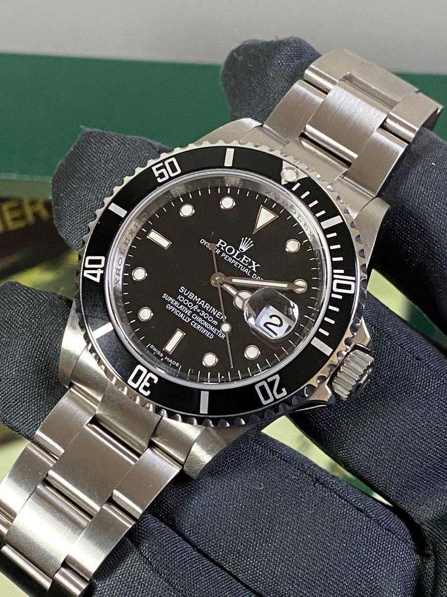 Rolex Steel Submariner Date - M serial - Pre Ceramic Bezel - Black Dial - 16610 UNPOLISHED FULL SET