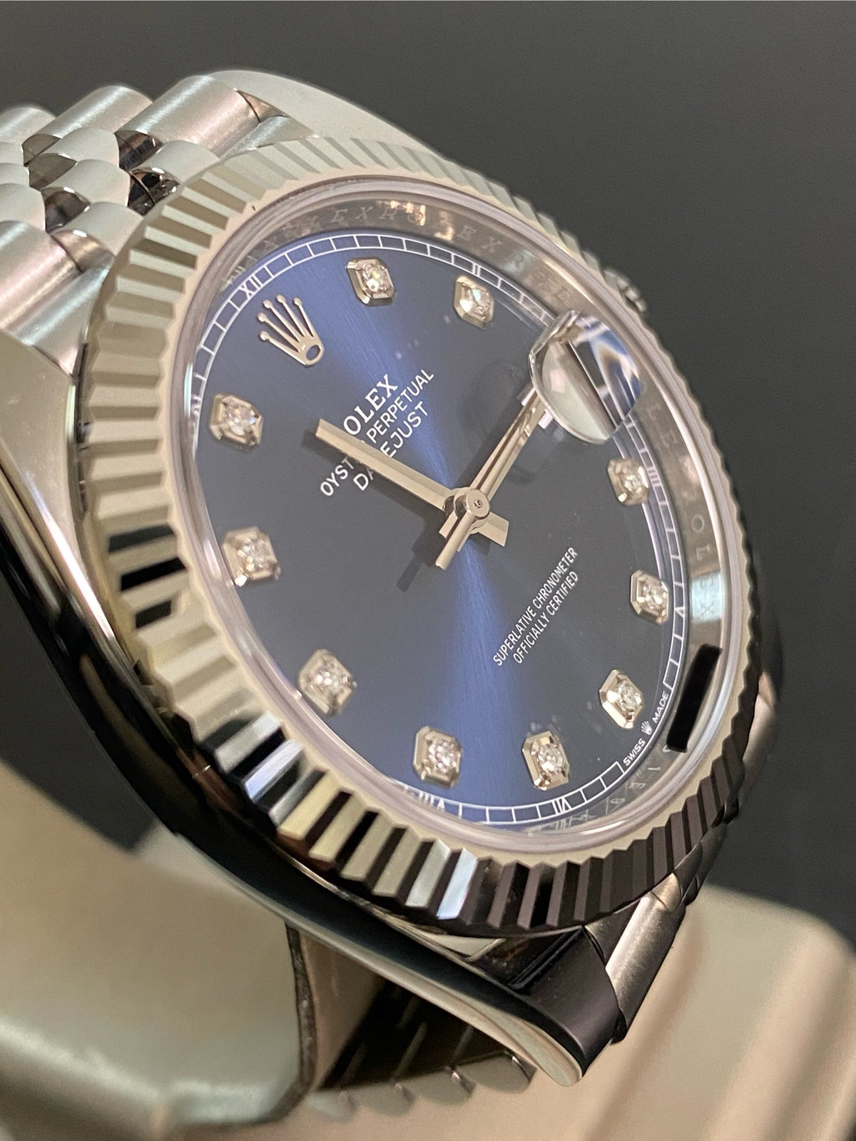 Rolex Steel and White Gold Datejust 41 - 2024 - Fluted Bezel - Blue Diamond Dial - Jubilee Bracelet - 126334 *FULL SET*